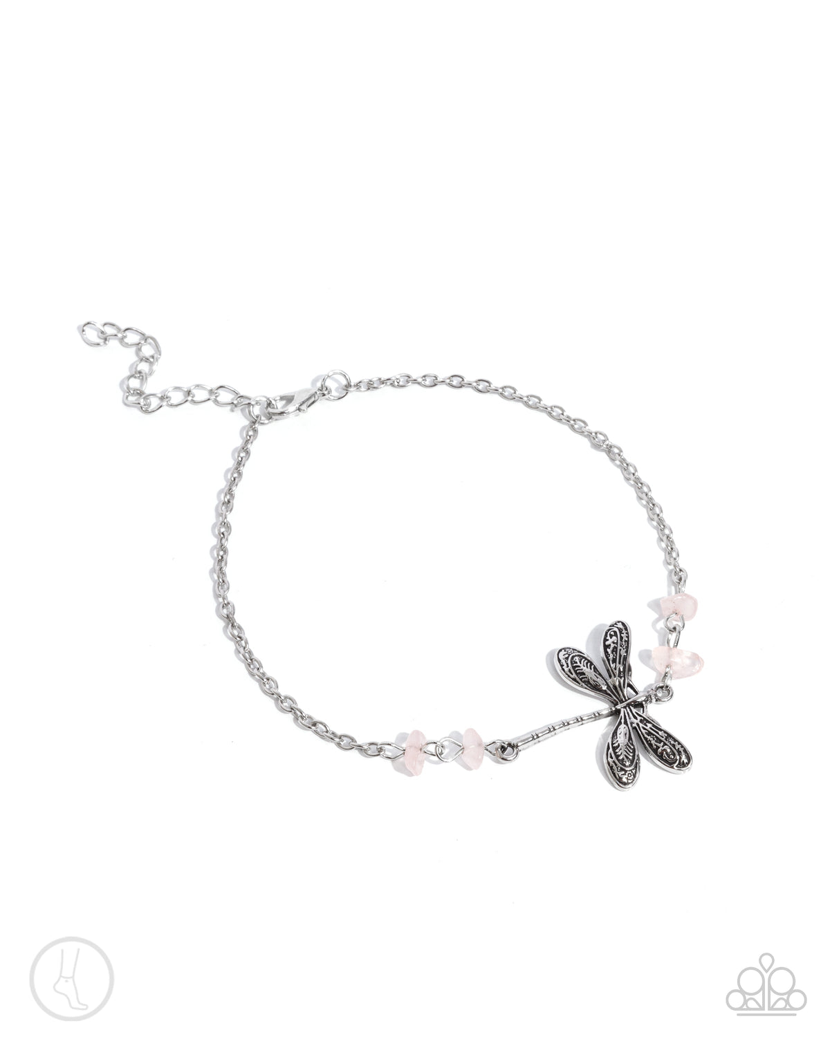 Dragonfly Dawn Pink Stone Anklet - Paparazzi Accessories- lightbox - CarasShop.com - Paparazzi Jewelry by Cara Jewels