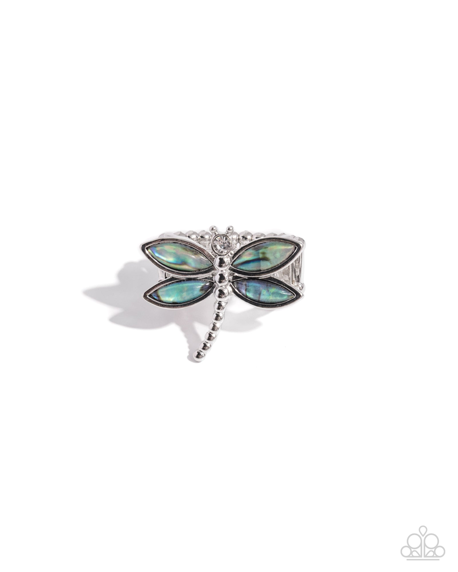 Dragonfly Dedication Blue Ring - Paparazzi Accessories- lightbox - CarasShop.com - Paparazzi Jewelry by Cara Jewels