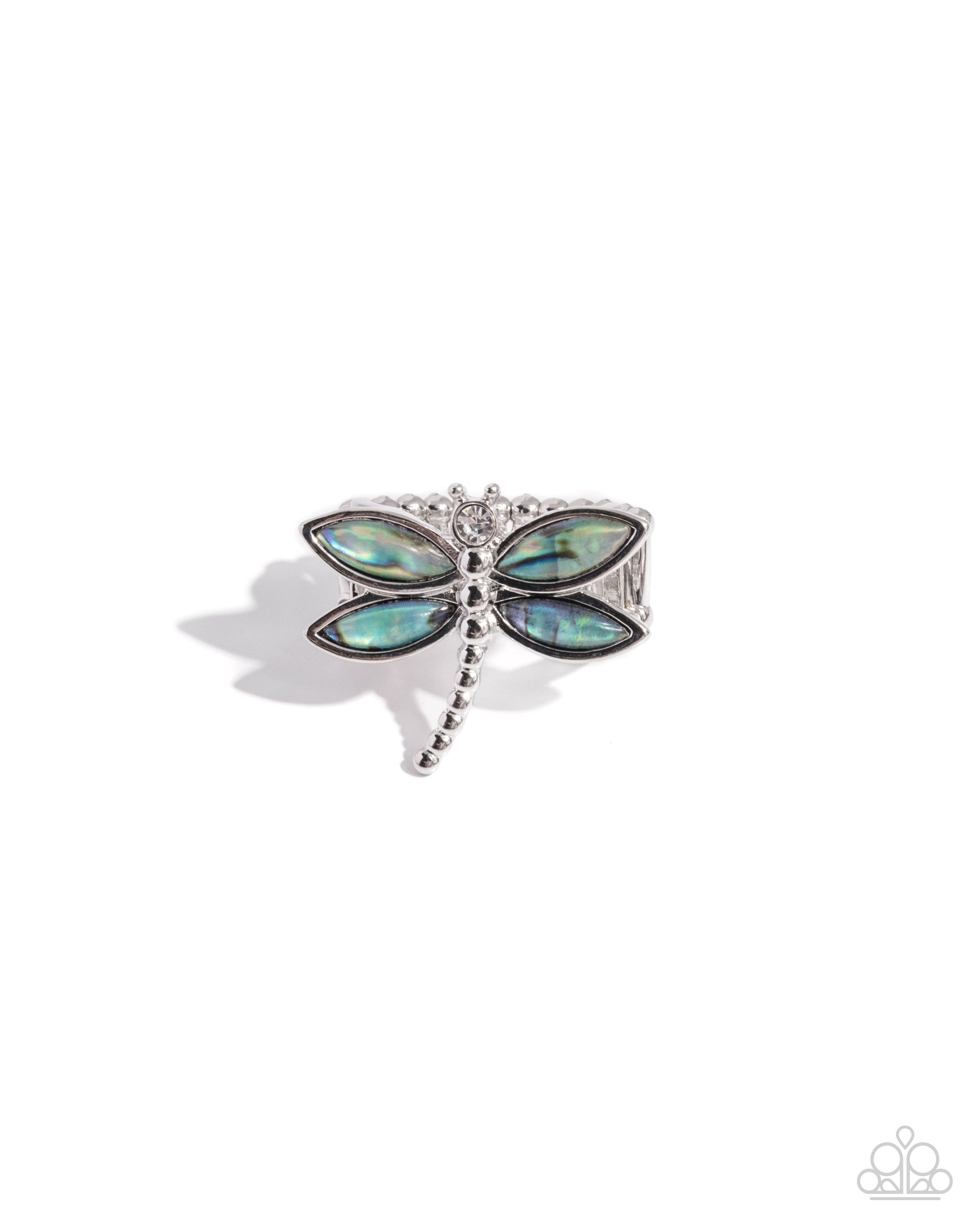 Dragonfly Dedication Blue Ring - Paparazzi Accessories- lightbox - CarasShop.com - Paparazzi Jewelry by Cara Jewels