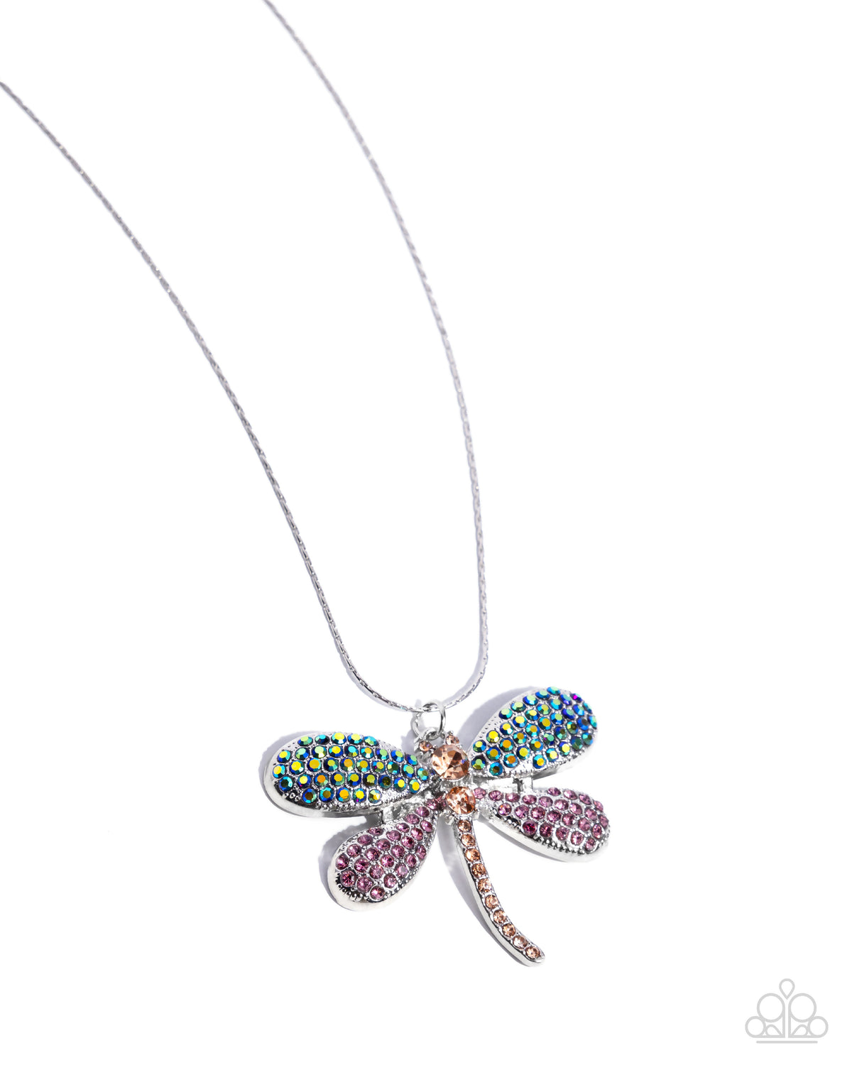 Dragonfly Defiance Purple & Green Rhinestone Necklace - Paparazzi Accessories- lightbox - CarasShop.com - Paparazzi Jewelry by Cara Jewels