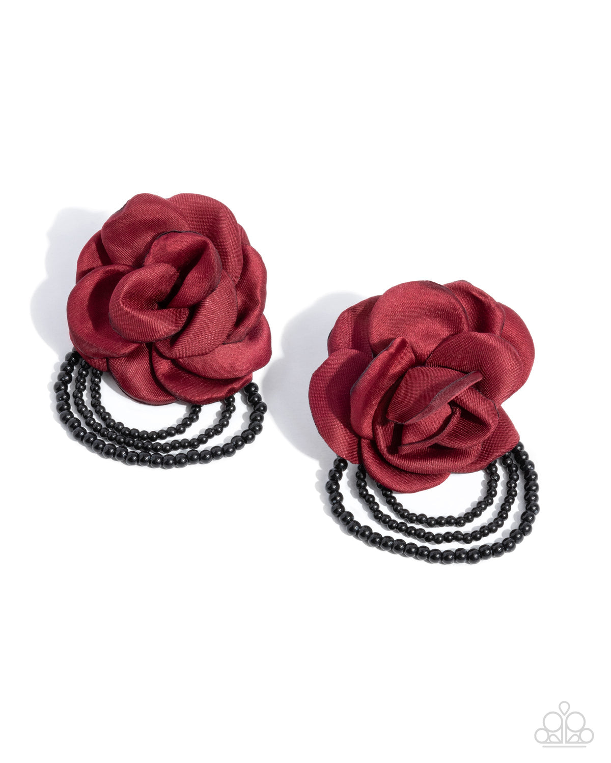 Dramatic Dame Red Rose Flower Earrings - Paparazzi Accessories- lightbox - CarasShop.com - Paparazzi Jewelry by Cara Jewels