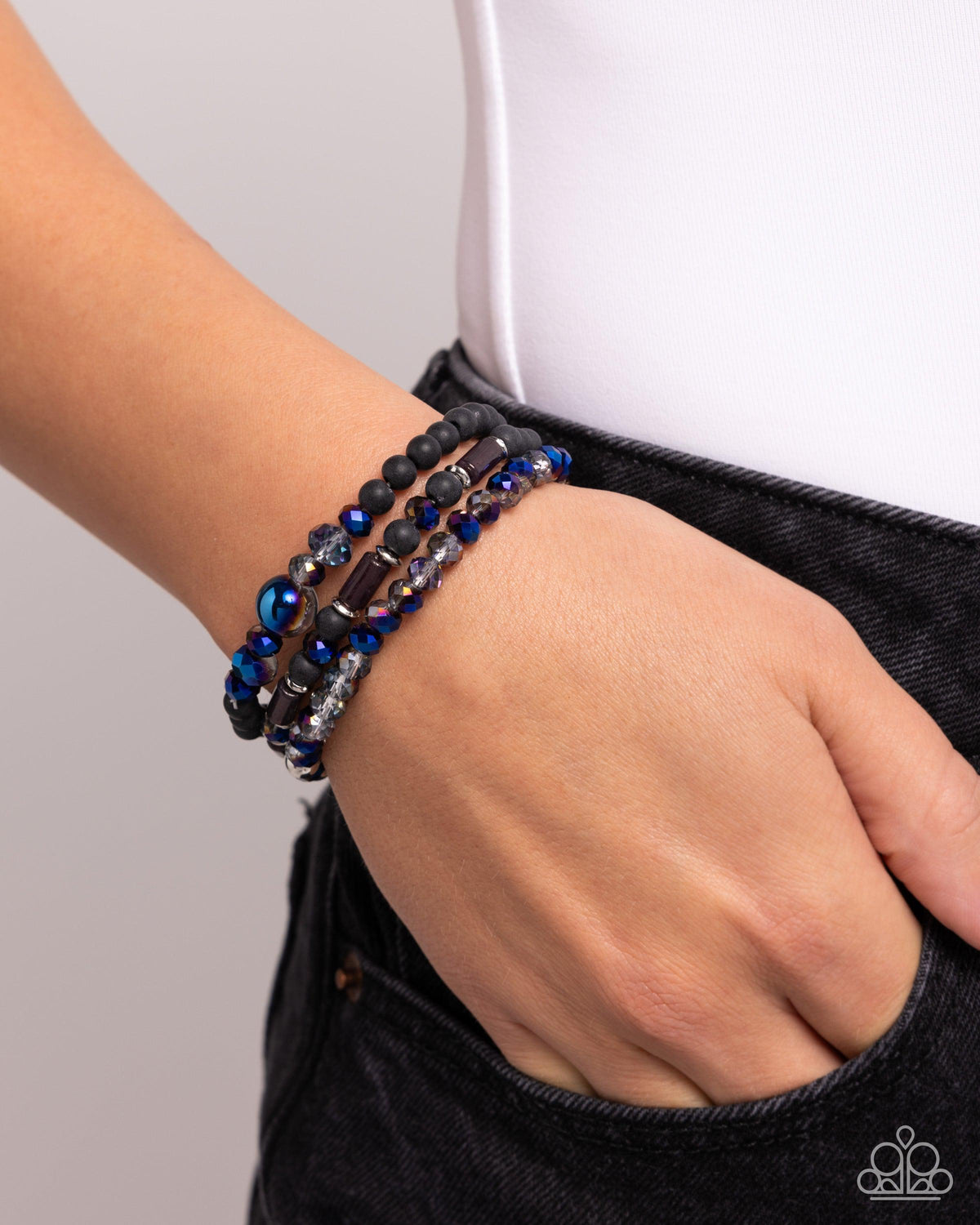 Dreamy Dance Black Bracelet - Paparazzi Accessories- on model - CarasShop.com - Paparazzi Jewelry by Cara Jewels