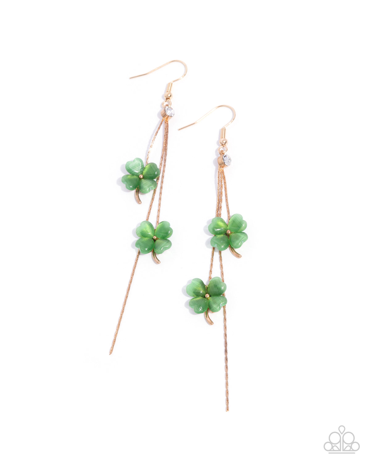 Dreamy Disposition Gold & Green Shamrock Earrings - Paparazzi Accessories- lightbox - CarasShop.com - Paparazzi Jewelry by Cara Jewels