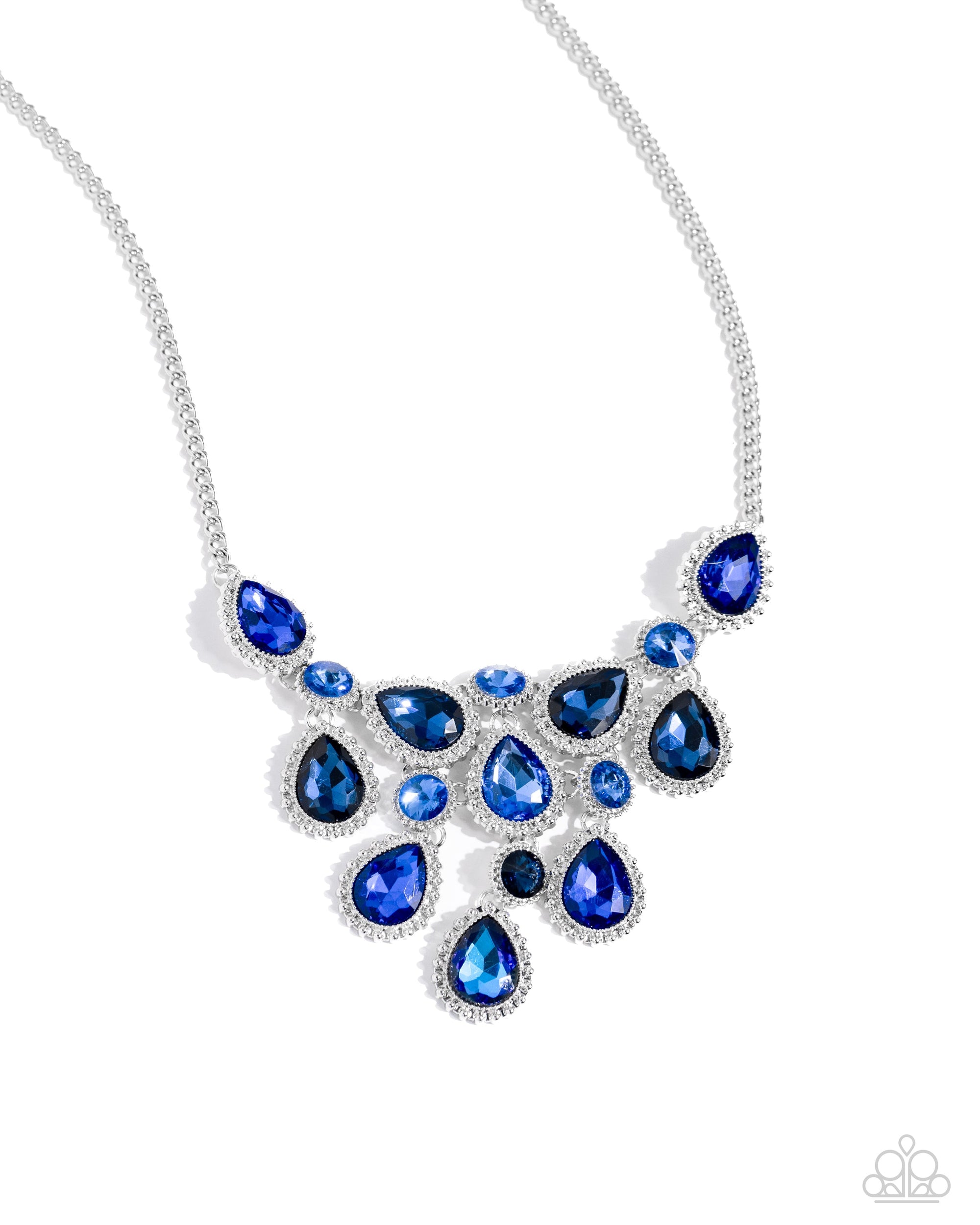 Dripping in Dazzle Blue Rhinestone Necklace - Paparazzi Accessories- lightbox - CarasShop.com - Paparazzi Jewelry by Cara Jewels