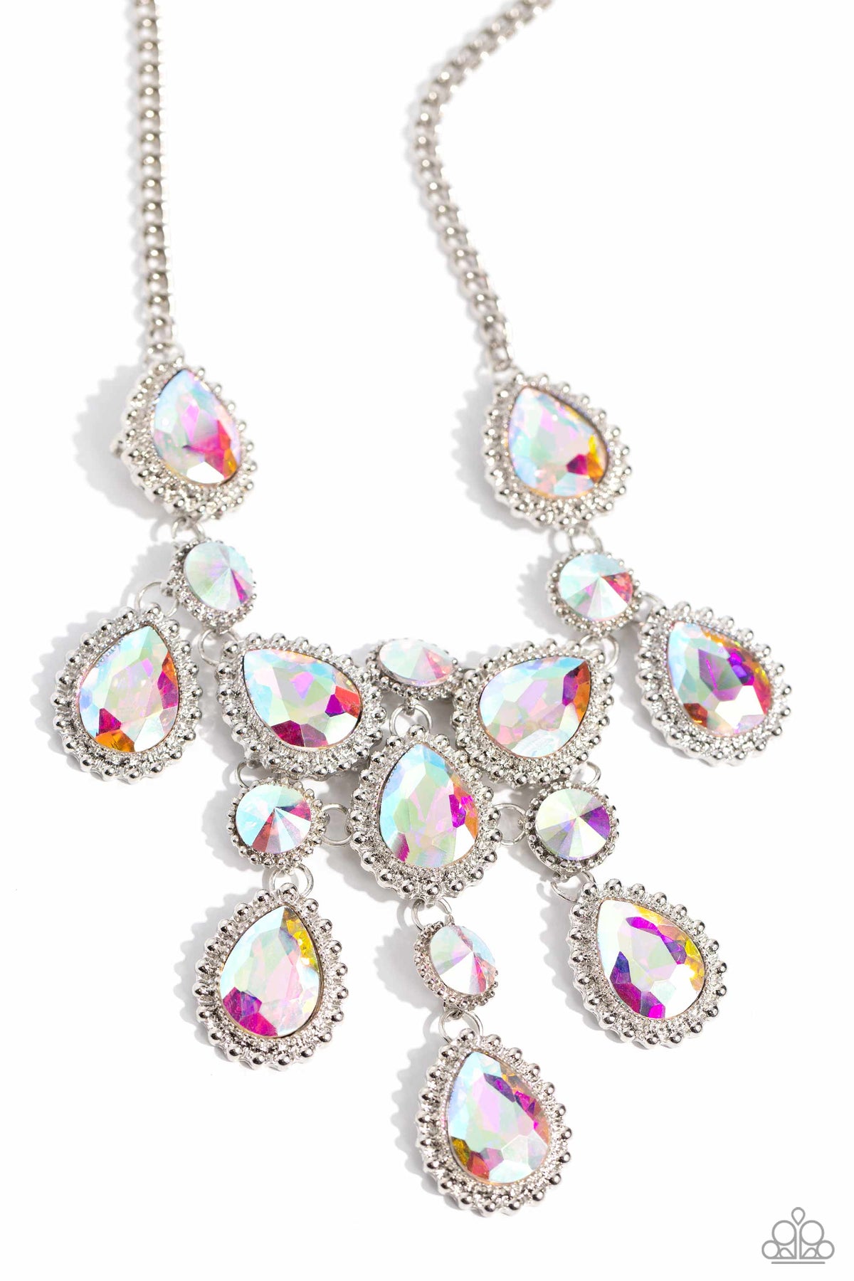 Dripping in Dazzle Multi Iridescent Rhinestone Necklace - Paparazzi Accessories- lightbox - CarasShop.com - Paparazzi Jewelry by Cara Jewels