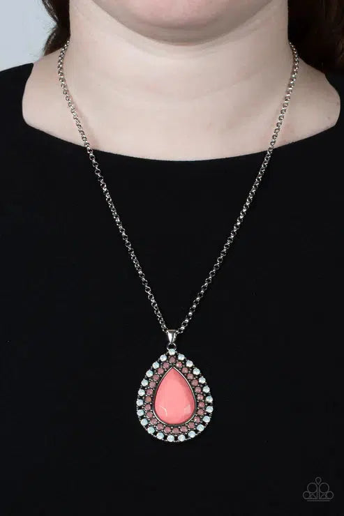 DROPLET Like It's Hot Multi Necklace - Paparazzi Accessories- on model - CarasShop.com - Paparazzi Jewelry by Cara Jewels