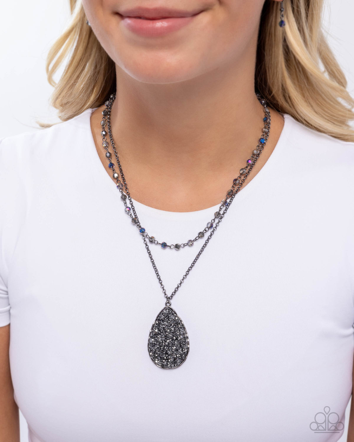 Druzy Delight Black Necklace - Paparazzi Accessories- on model - CarasShop.com - Paparazzi Jewelry by Cara Jewels