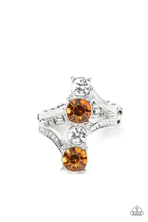 Duplicating Dazzle Brown Ring - Paparazzi Accessories- lightbox - CarasShop.com - Paparazzi Jewelry by Cara Jewels