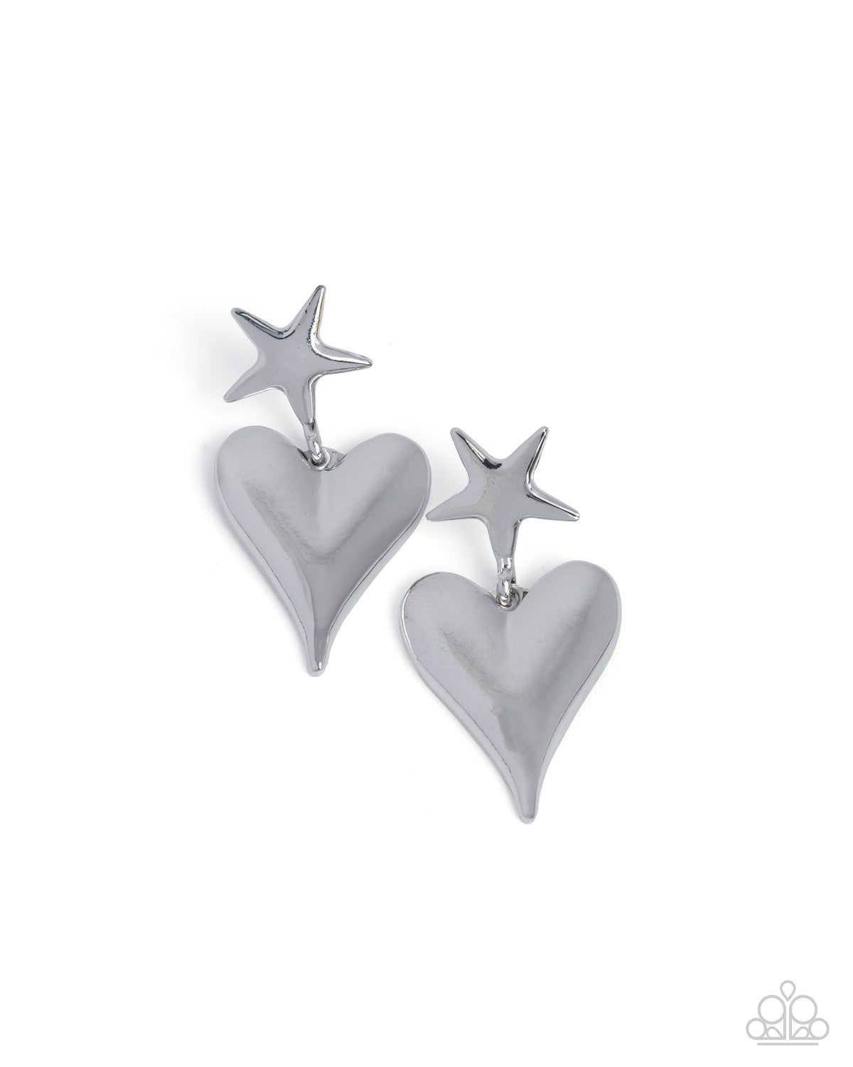 Dynamic Disposition Silver Heart Earrings - Paparazzi Accessories- lightbox - CarasShop.com - Paparazzi Jewelry by Cara Jewels