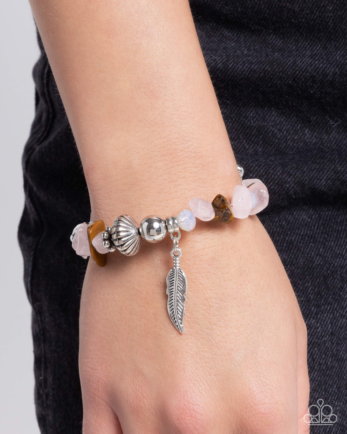 Earthy Earning Pink Bracelet - Paparazzi Accessories-on model - CarasShop.com - Paparazzi Jewelry by Cara Jewels