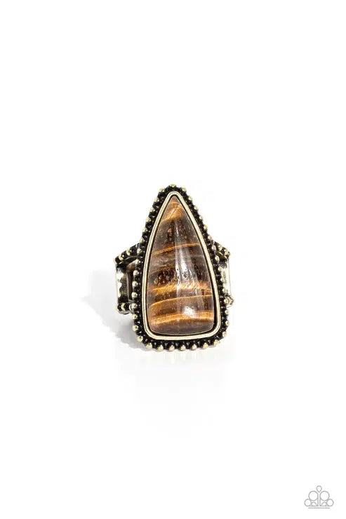 Earthy Engagement Brass Ring - Paparazzi Accessories- lightbox - CarasShop.com - Paparazzi Jewelry by Cara Jewels