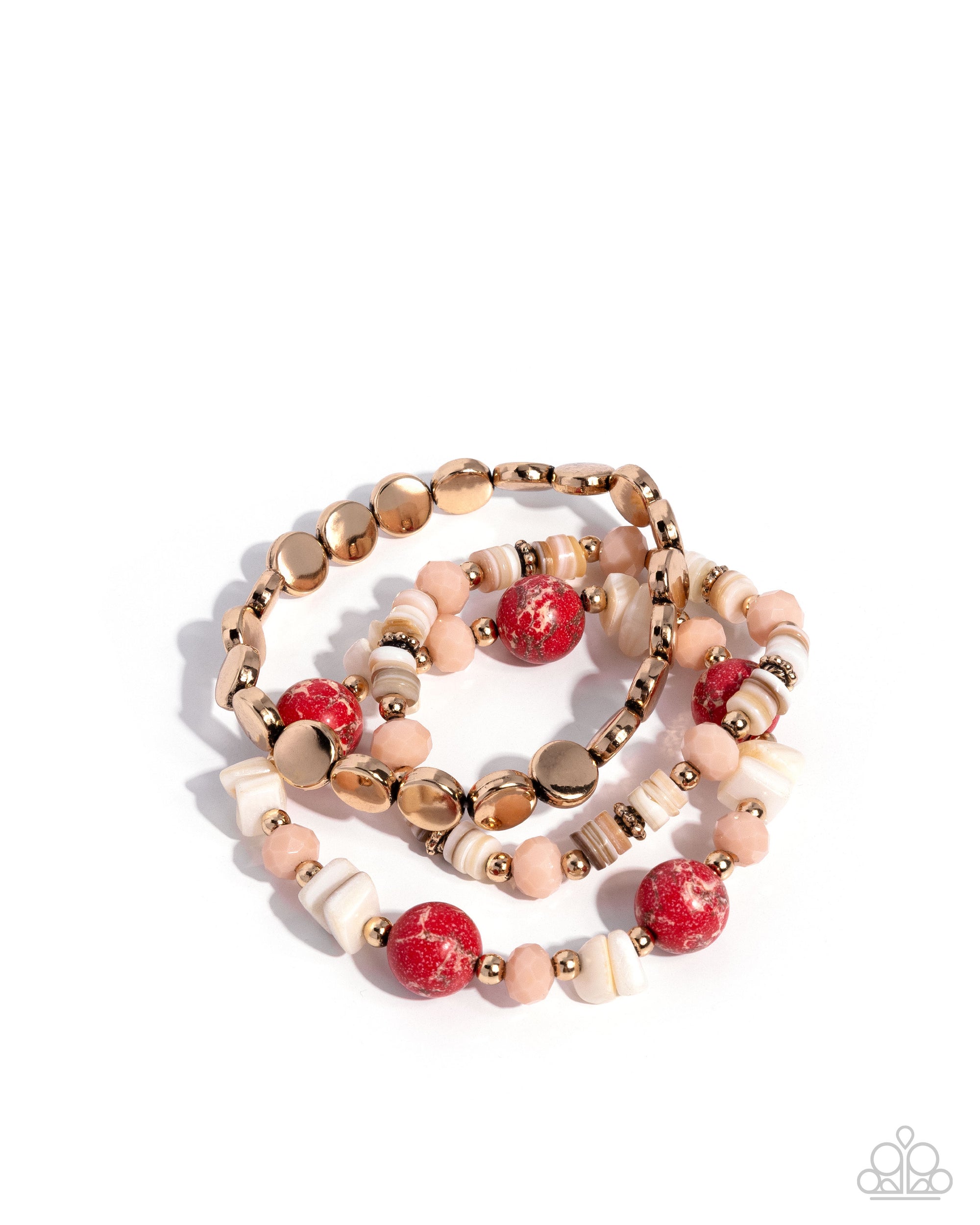Earthy Entertainer Red Stone Bracelet - Paparazzi Accessories- lightbox - CarasShop.com - Paparazzi Jewelry by Cara Jewels