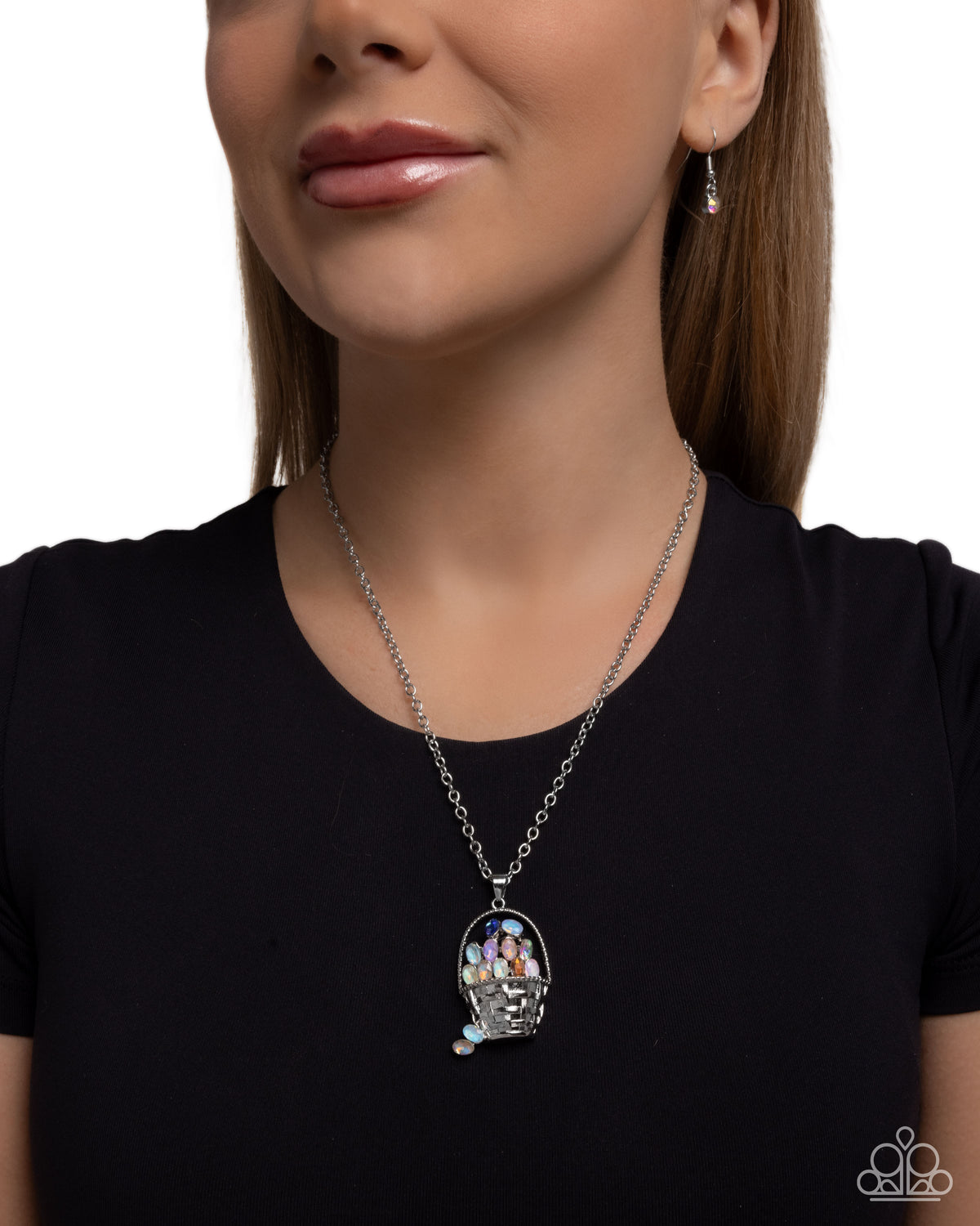 Easter Basket Brilliance Multi Rhinestone Necklace - Paparazzi Accessories- on model - CarasShop.com - Paparazzi Jewelry by Cara Jewels