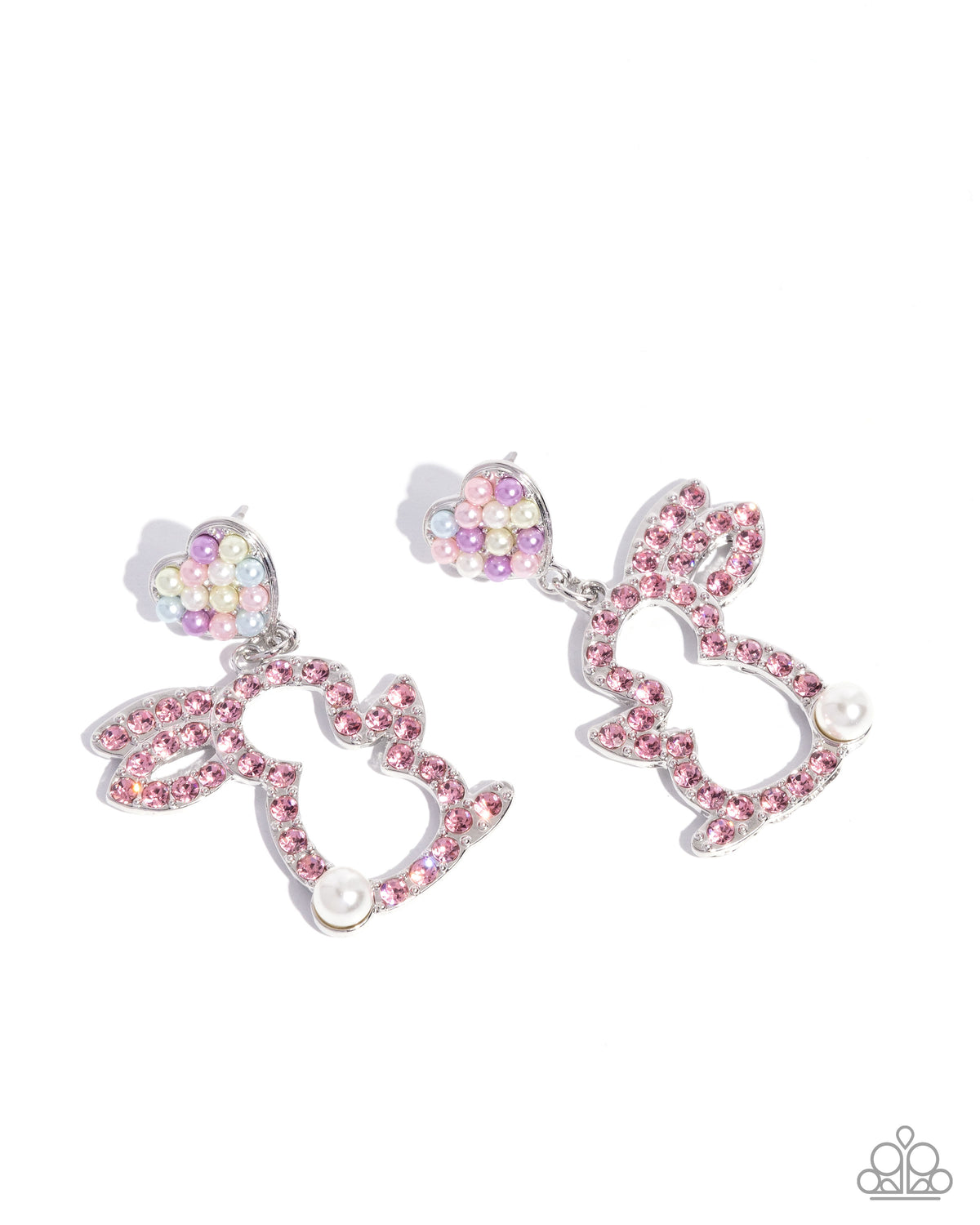Easter Element Multi Pink Rhinestone Bunny Earrings - Paparazzi Accessories- lightbox - CarasShop.com - Paparazzi Jewelry by Cara Jewels