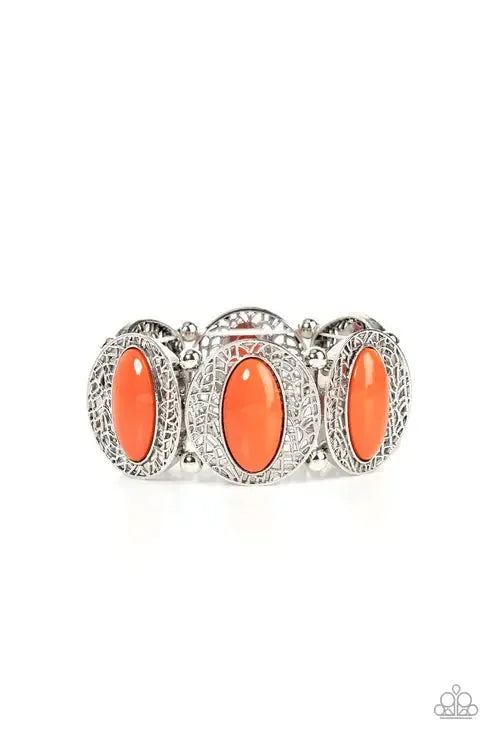 Eastern Escapade Orange Bracelet - Paparazzi Accessories- lightbox - CarasShop.com - Paparazzi Jewelry by Cara Jewels