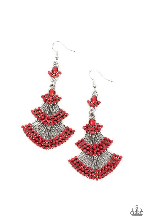 Eastern Expression Red Earrings - Paparazzi Accessories- lightbox - CarasShop.com - Paparazzi Jewelry by Cara Jewels