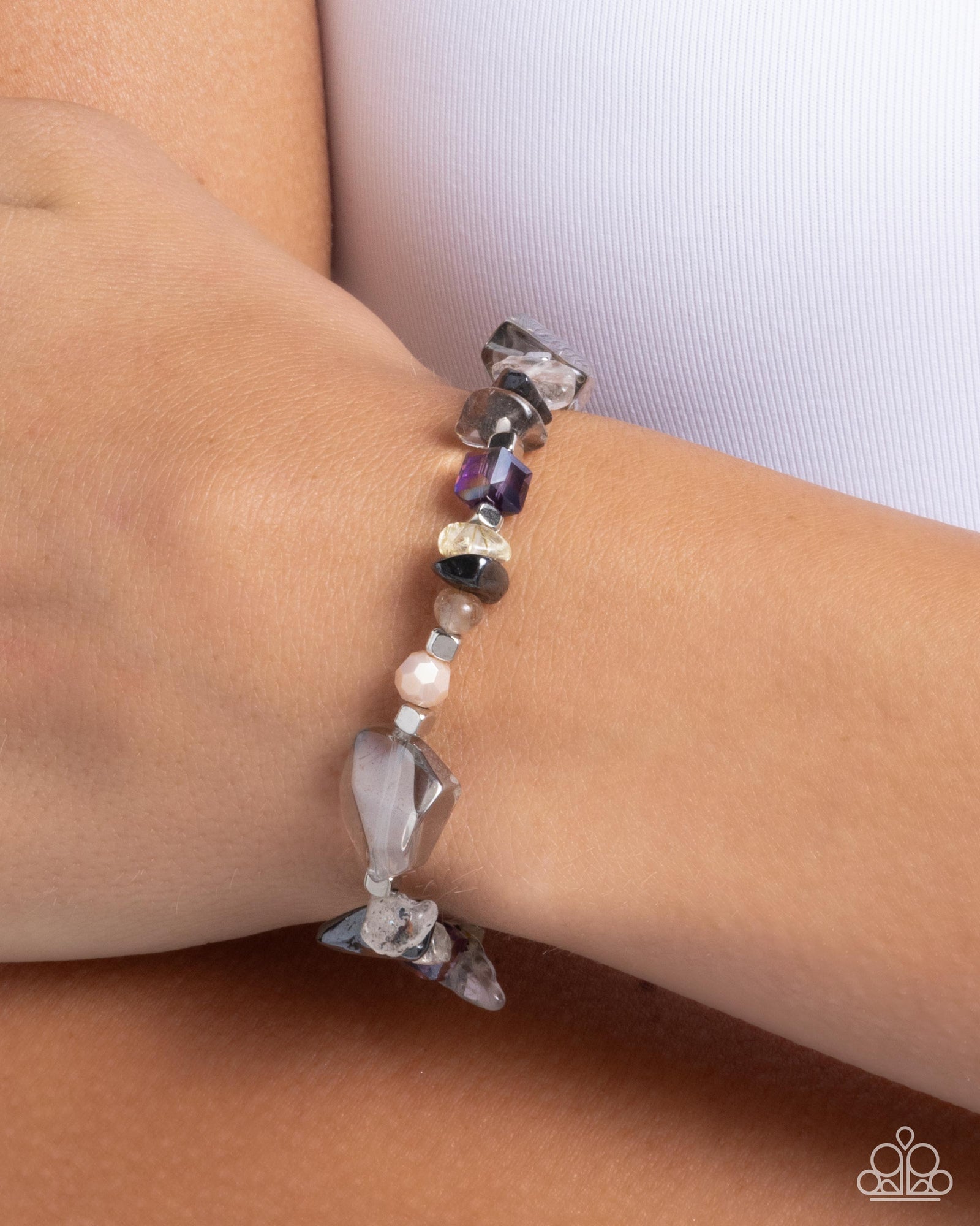 Eclectic Ease Silver & Multi Stone Bracelet - Paparazzi Accessories- lightbox - CarasShop.com - Paparazzi Jewelry by Cara Jewels
