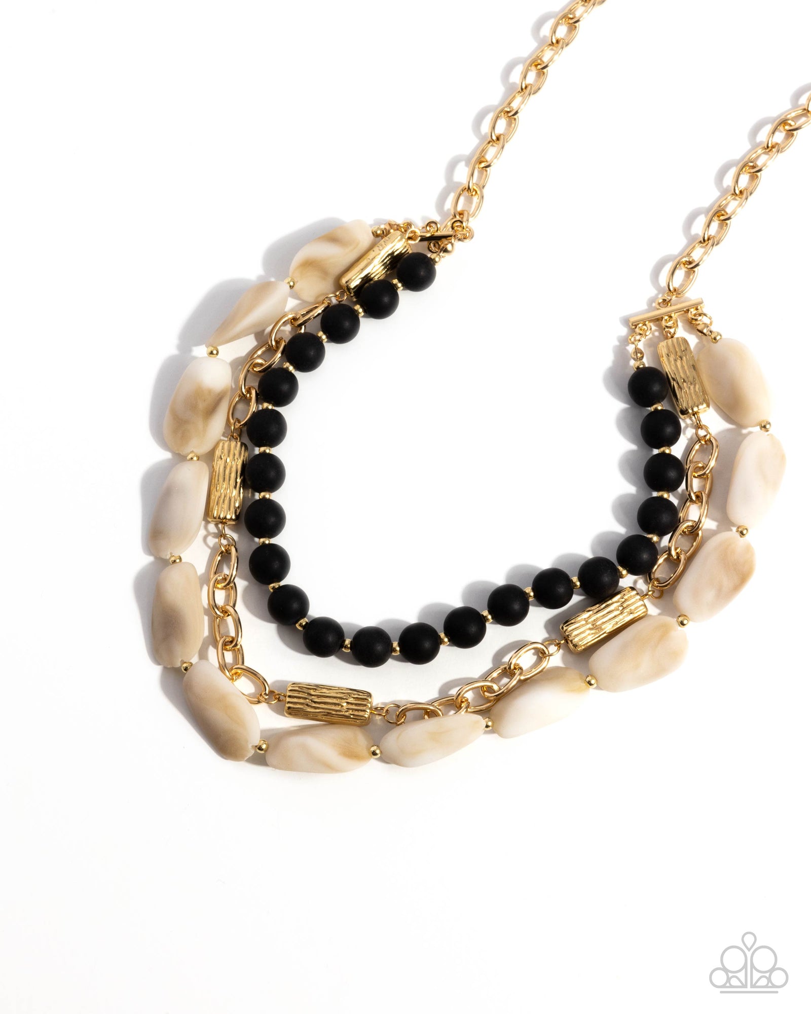 Eclectic Effect Black, Tan and Gold Necklace - Paparazzi Accessories- lightbox - CarasShop.com - Paparazzi Jewelry by Cara Jewels