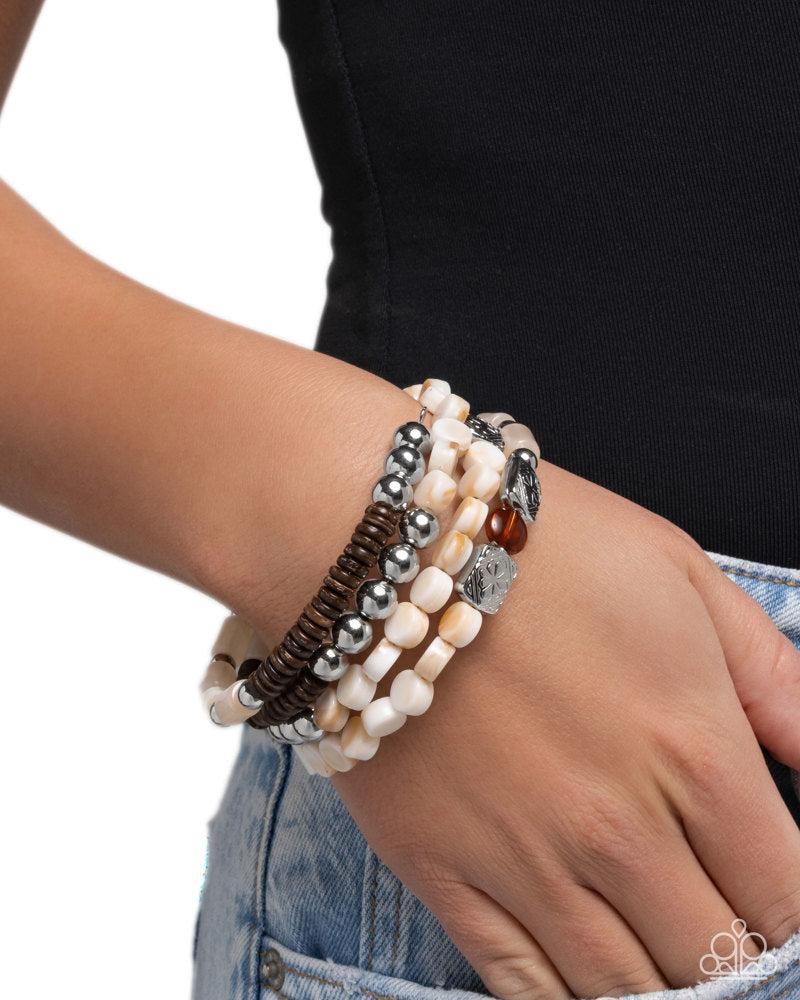 Eclectic Empire Brown Bracelet - Paparazzi Accessories-on model - CarasShop.com - Paparazzi Jewelry by Cara Jewels