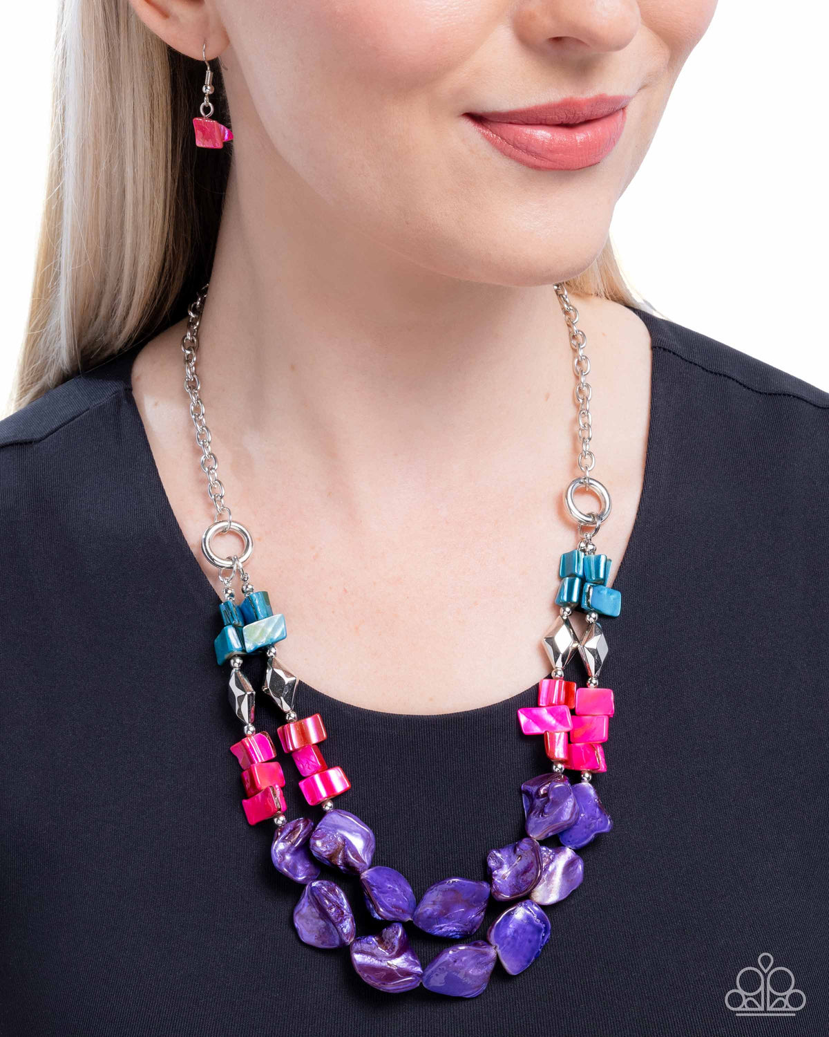 Eclectic Example Purple & Multi Shell Necklace - Paparazzi Accessories- on model - CarasShop.com - Paparazzi Jewelry by Cara Jewels