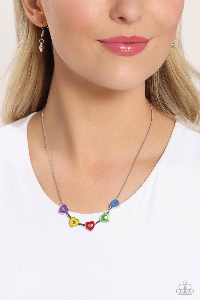 ECLECTIC Heart Multi Necklace - Paparazzi Accessories- on model - CarasShop.com - Paparazzi Jewelry by Cara Jewels