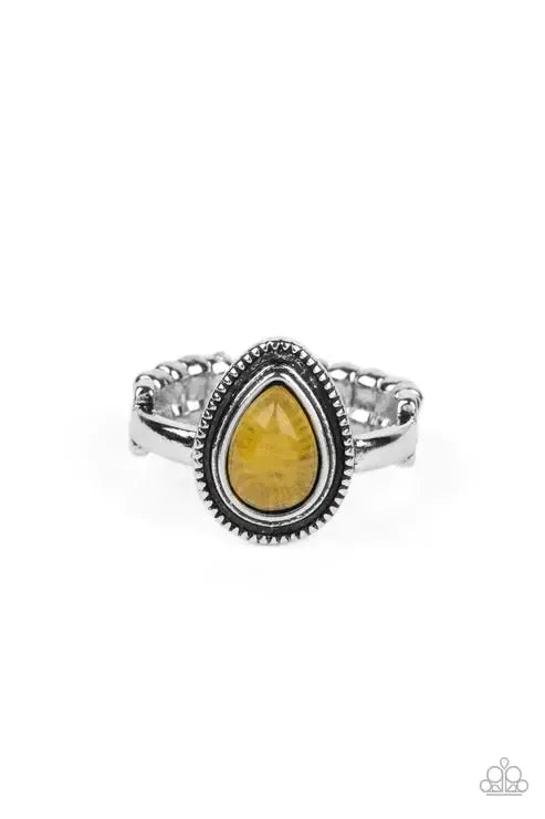 Eco Elements Yellow Ring - Paparazzi Accessories- lightbox - CarasShop.com - Paparazzi Jewelry by Cara Jewels