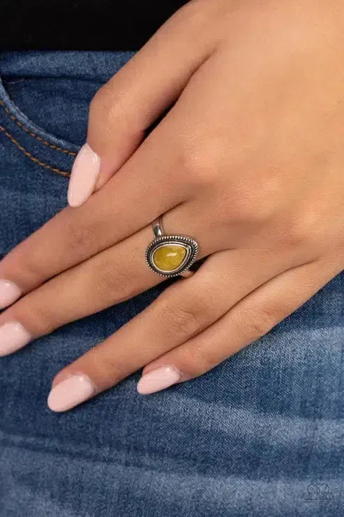 Eco Elements Yellow Ring - Paparazzi Accessories-on model - CarasShop.com - Paparazzi Jewelry by Cara Jewels