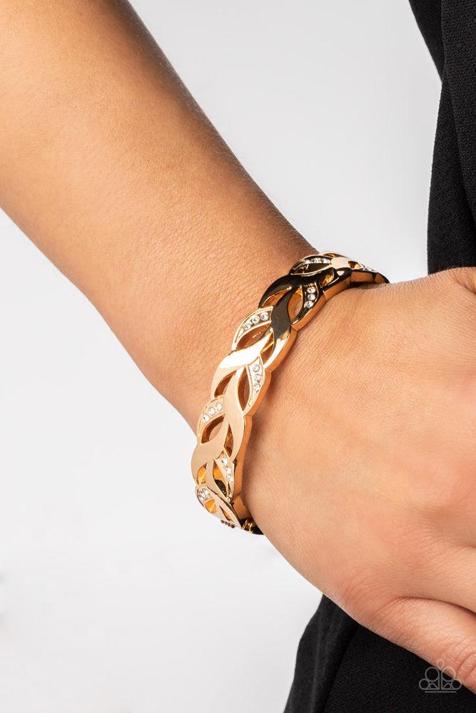 Editor-in-LEAF Gold Bracelet - Paparazzi Accessories- on model - CarasShop.com - Paparazzi Jewelry by Cara Jewels