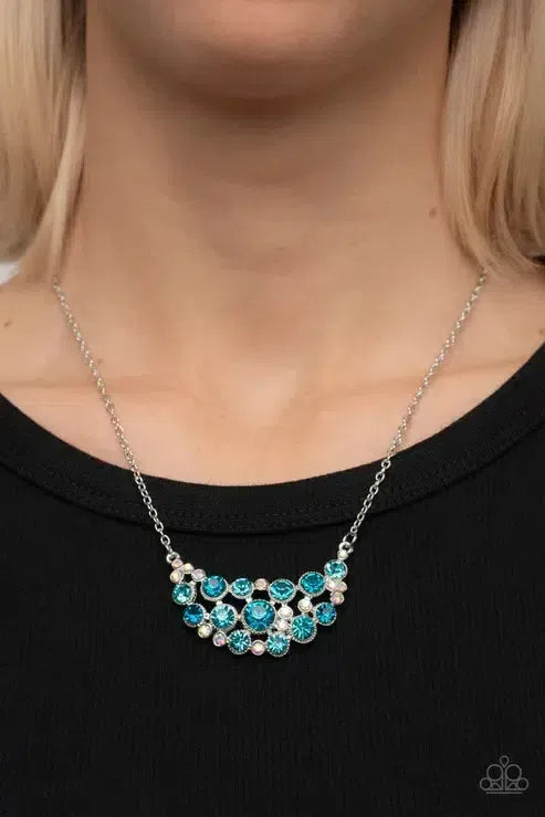 Effervescently Divine Blue Necklace - Paparazzi Accessories-on model - CarasShop.com - Paparazzi Jewelry by Cara Jewels