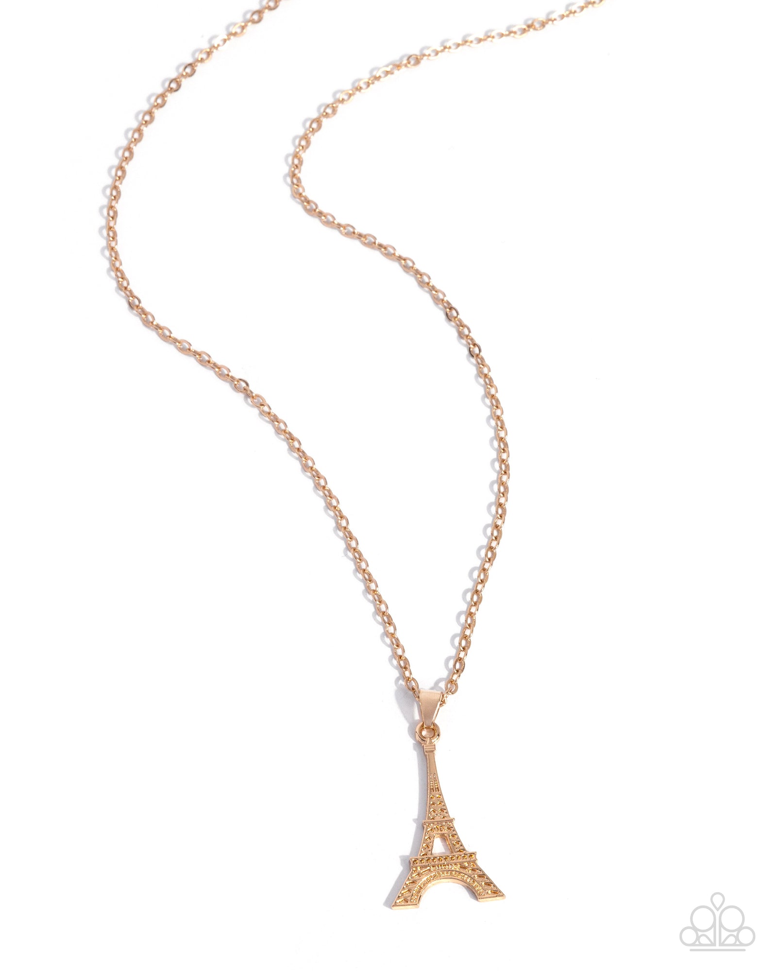 Eiffel Tower Eloquence Gold Necklace - Paparazzi Accessories- lightbox - CarasShop.com - Paparazzi Jewelry by Cara Jewels