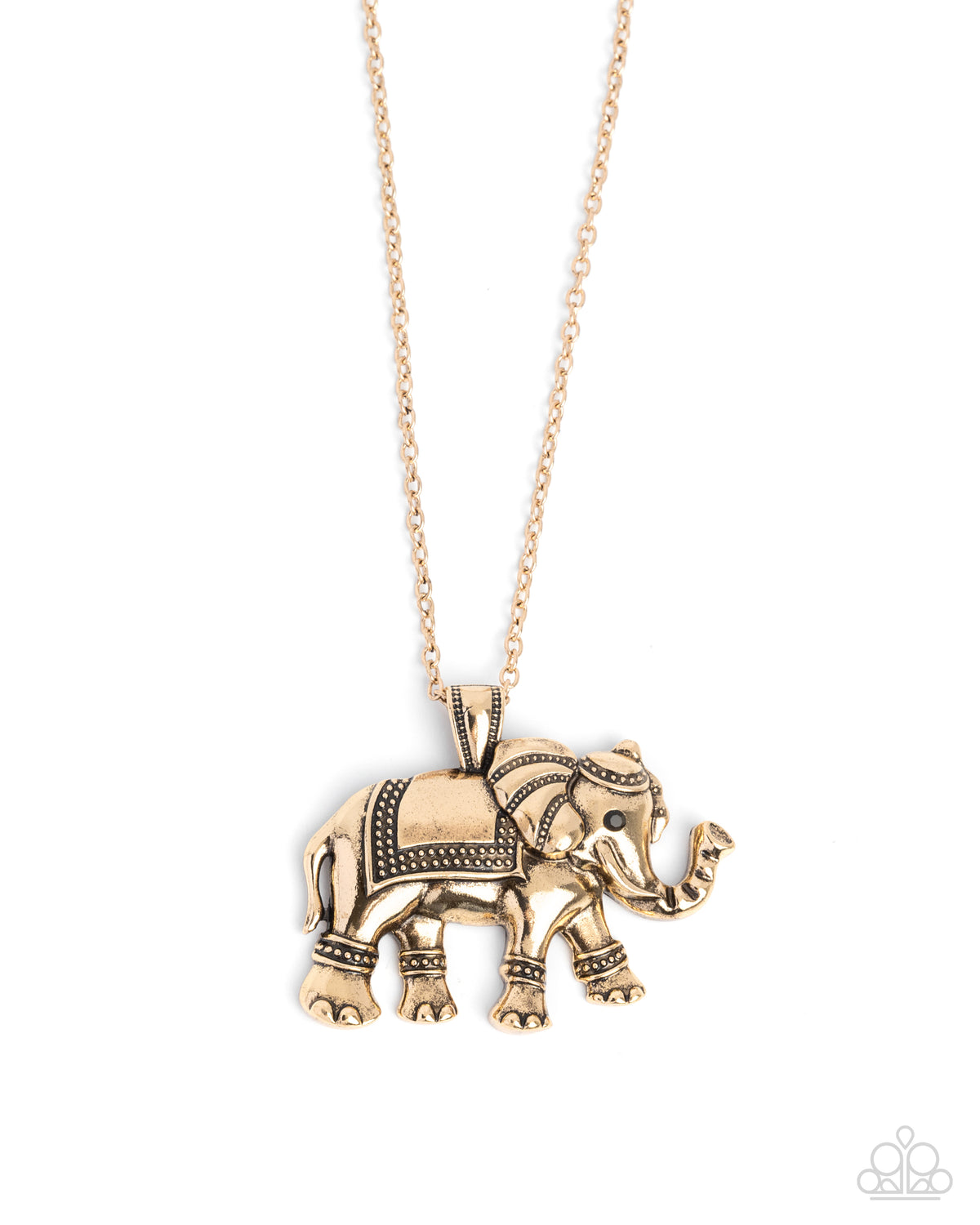 Elaborate Elephant Gold Necklace - Paparazzi Accessories- lightbox - CarasShop.com - Paparazzi Jewelry by Cara Jewels