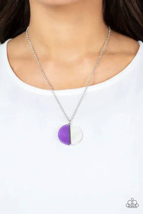 Elegantly Eclipsed Purple Necklace - Paparazzi Accessories- on model - CarasShop.com - Paparazzi Jewelry by Cara Jewels