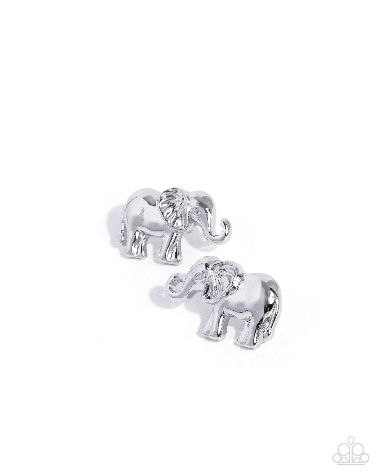 Elephant Eloquence Silver Post Earrings - Paparazzi Accessories- lightbox - CarasShop.com - Paparazzi Jewelry by Cara Jewels