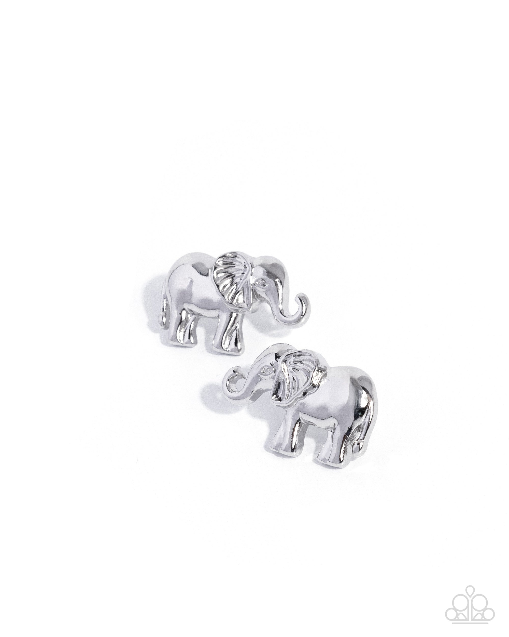 Elephant Eloquence Silver Post Earrings - Paparazzi Accessories- lightbox - CarasShop.com - Paparazzi Jewelry by Cara Jewels