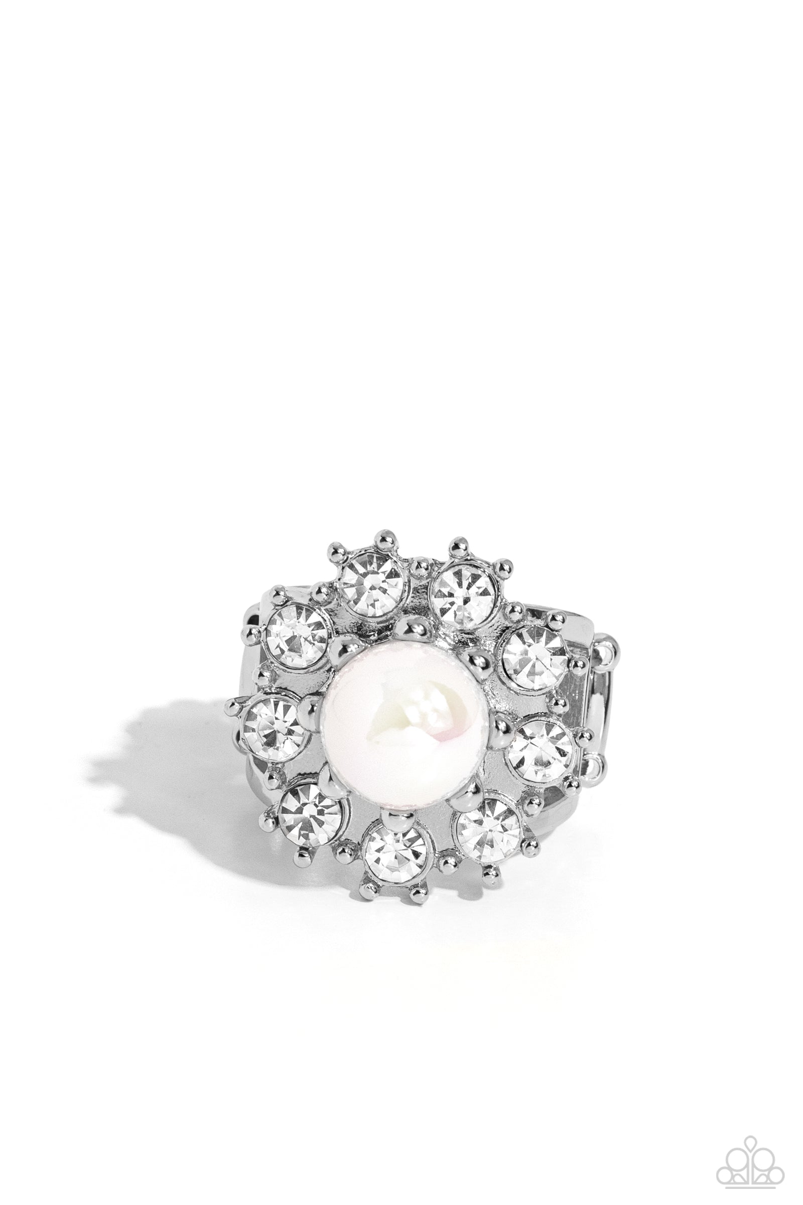 Elite Enchantment White Ring - Paparazzi Accessories- lightbox - CarasShop.com - Paparazzi Jewelry by Cara Jewels