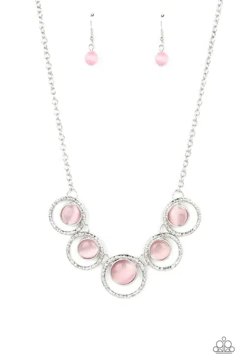 Elliptical Enchantment Pink Necklace - Paparazzi Accessories- lightbox - CarasShop.com - Paparazzi Jewelry by Cara Jewels