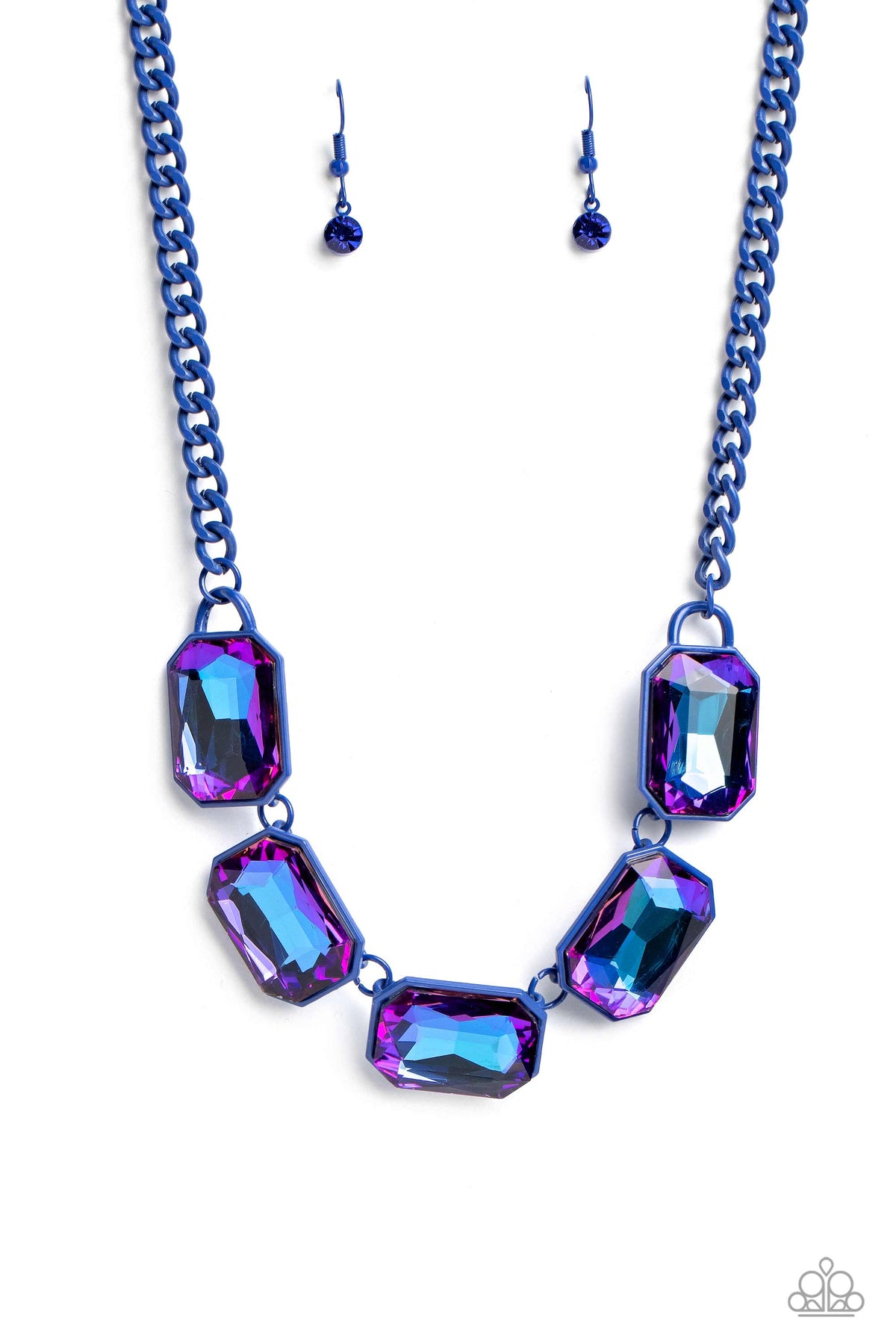 Emerald City Couture Blue UV Shimmer Rhinestone Necklace - Paparazzi Accessories- lightbox - CarasShop.com - Paparazzi Jewelry by Cara Jewels