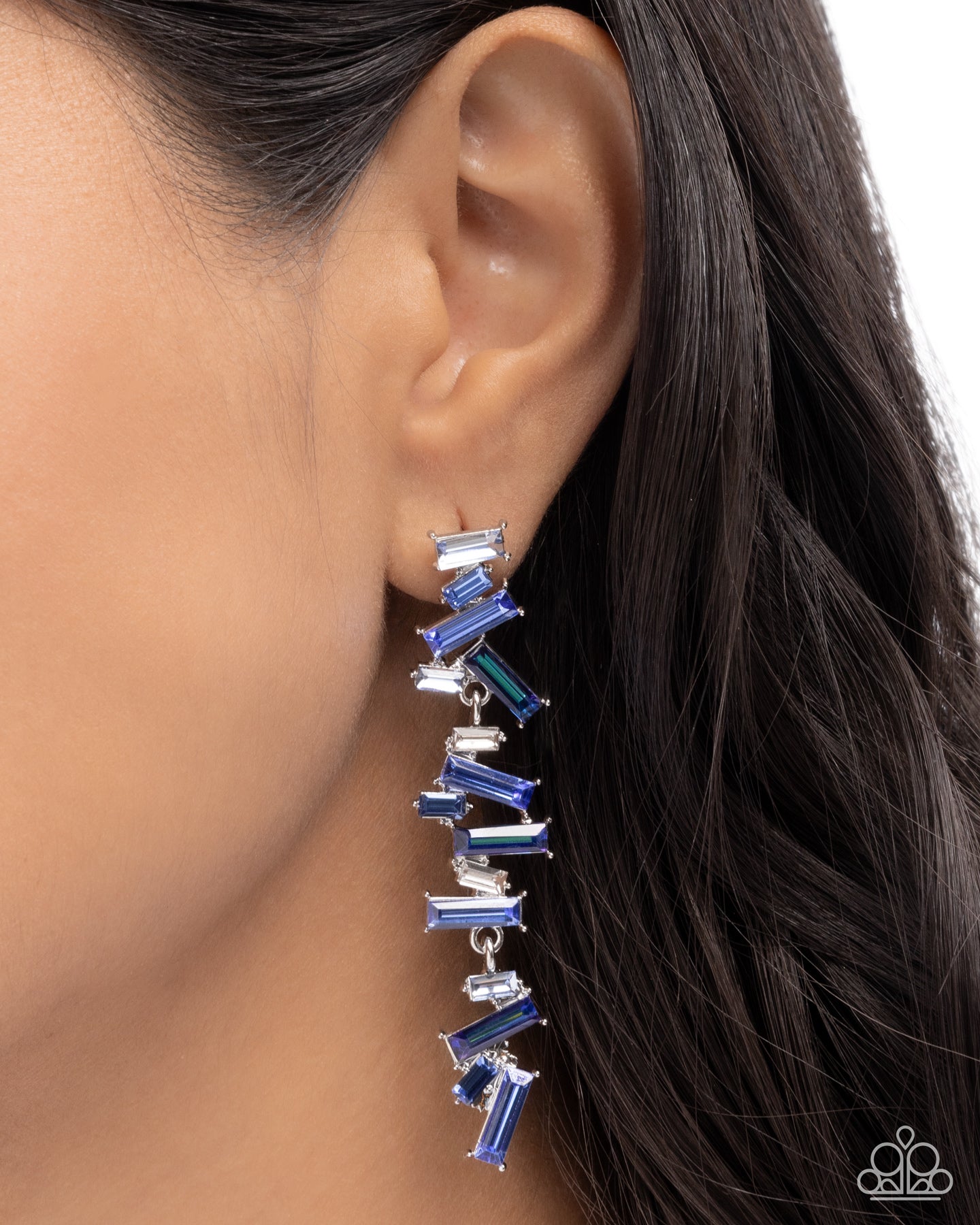 Emerald Empire Blue Gem Earrings - Paparazzi Accessories- lightbox - CarasShop.com - Paparazzi Jewelry by Cara Jewels