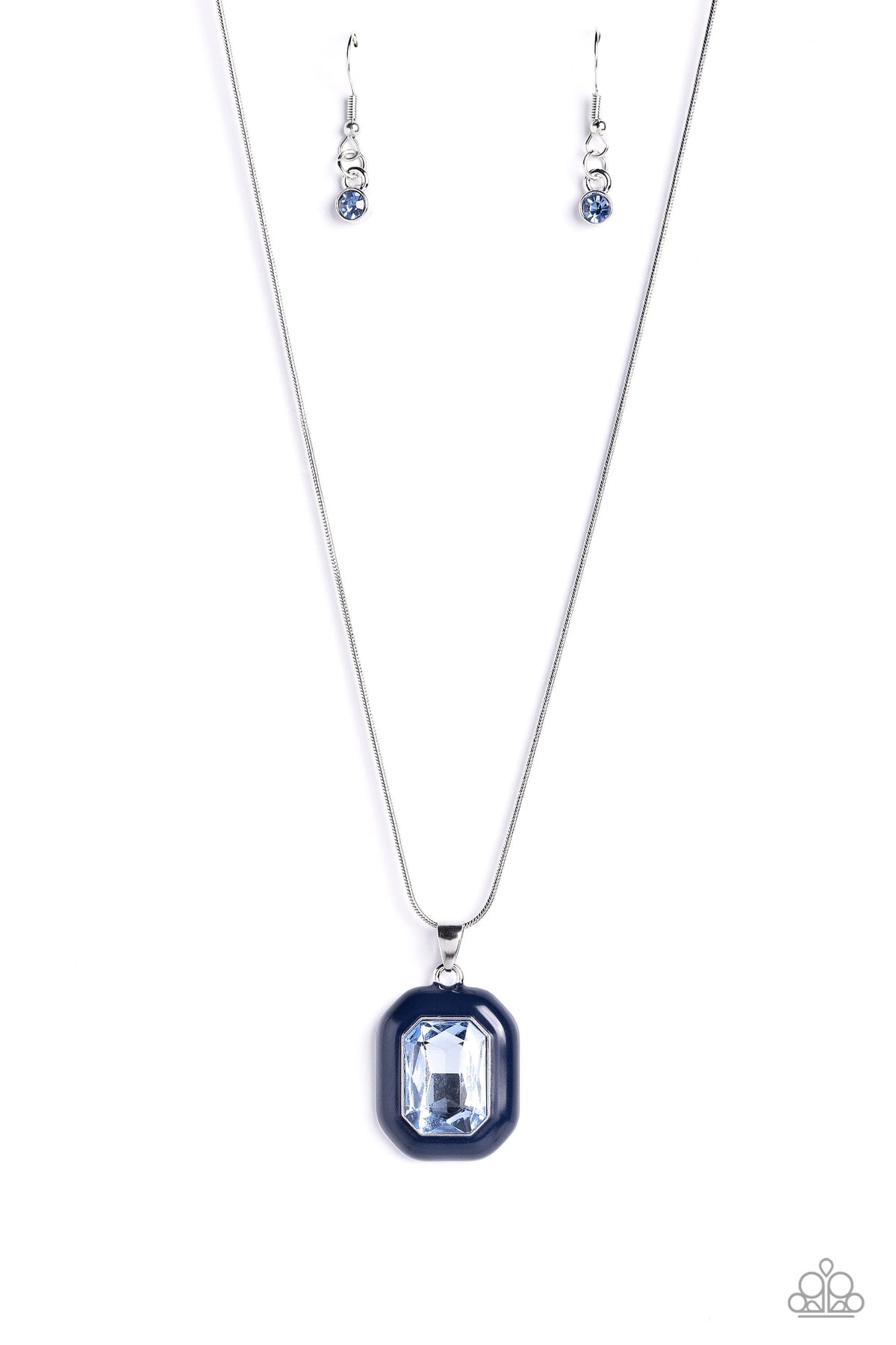 Emerald Energy Blue Gem Necklace - Paparazzi Accessories- lightbox - CarasShop.com - Paparazzi Jewelry by Cara Jewels