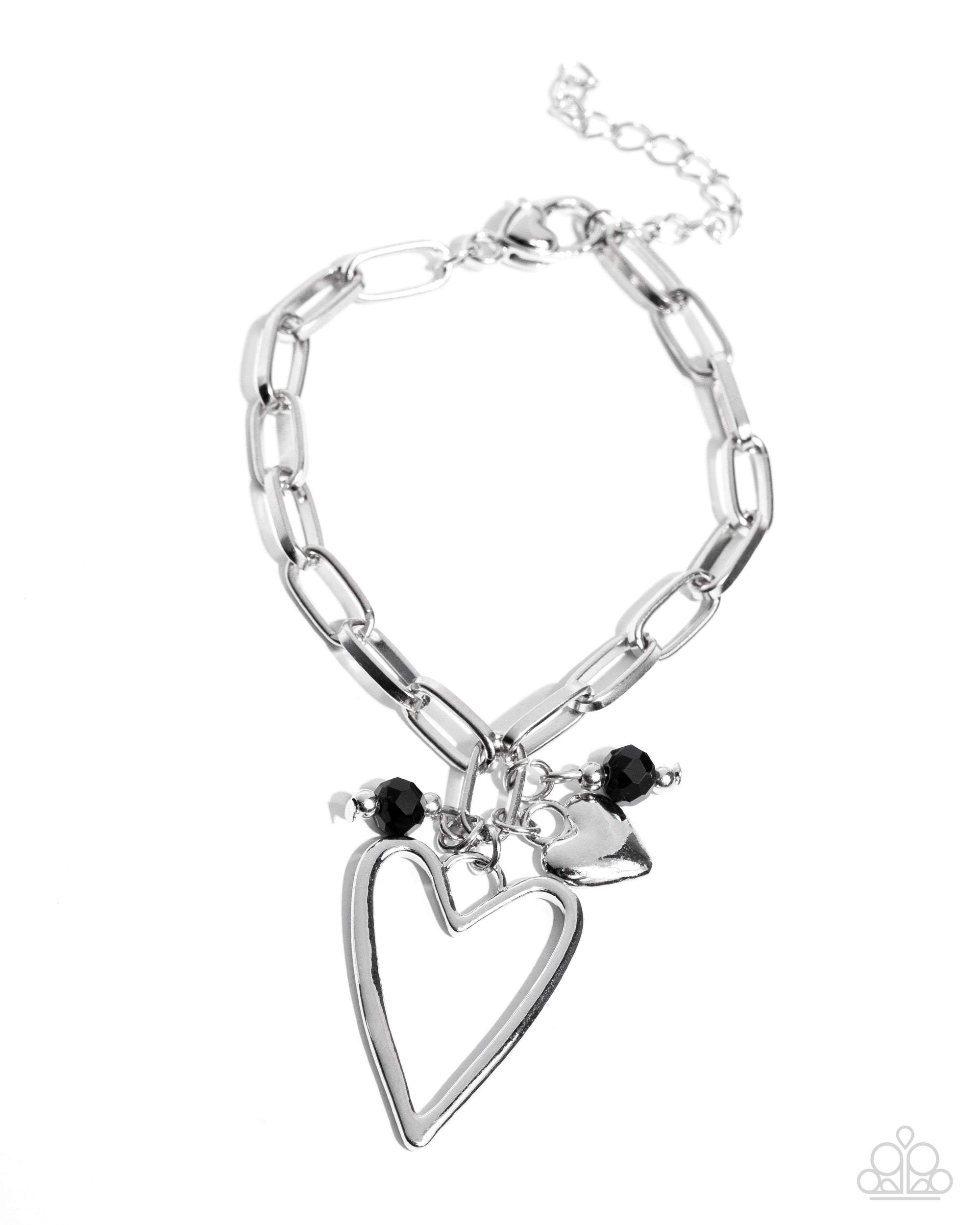Emotional Eloquence Black & Silver Heart Bracelet - Paparazzi Accessories- lightbox - CarasShop.com - Paparazzi Jewelry by Cara Jewels