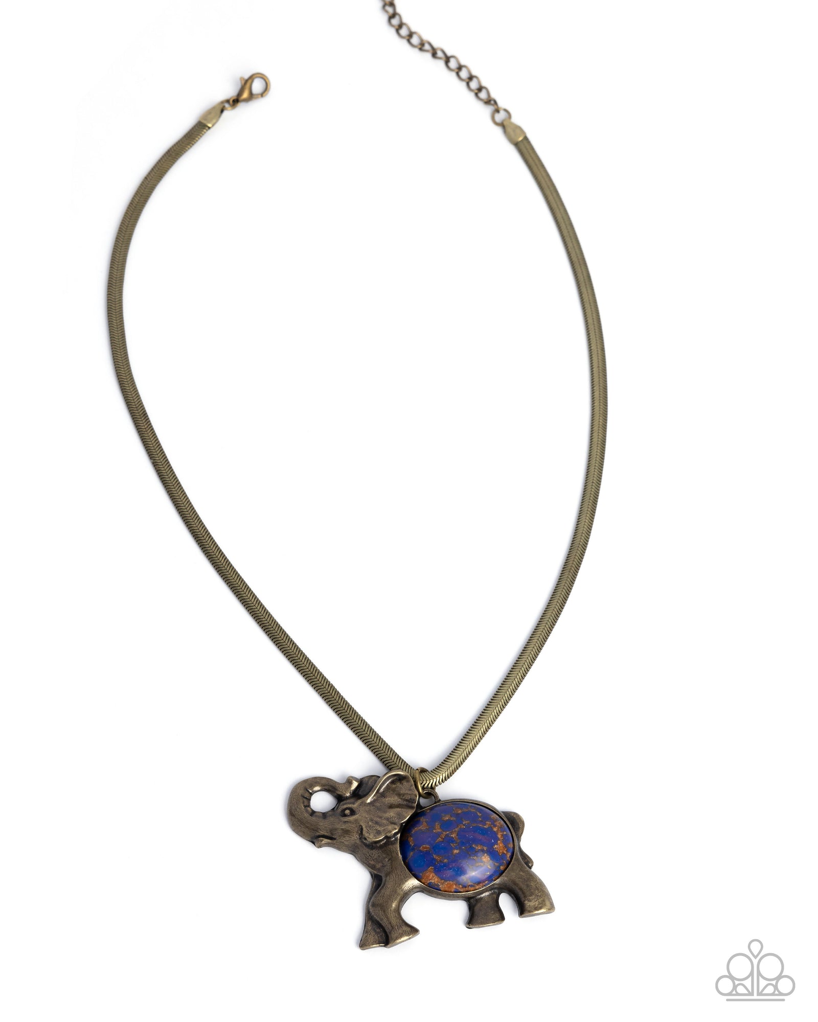 Empathetic Elephant Purple Stone & Brass Necklace - Paparazzi Accessories- lightbox - CarasShop.com - Paparazzi Jewelry by Cara Jewels