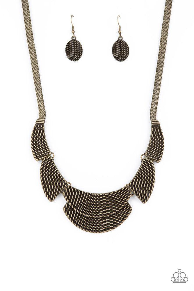 Empress Empire Brass Necklace - Paparazzi Accessories- lightbox - CarasShop.com - Paparazzi Jewelry by Cara Jewels