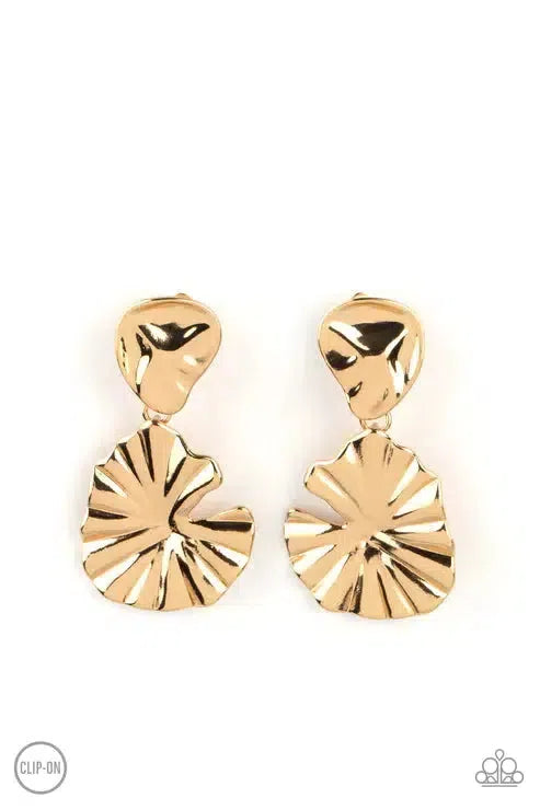 Empress of the Amazon Gold Earrings - Paparazzi Accessories- lightbox - CarasShop.com - Paparazzi Jewelry by Cara Jewels