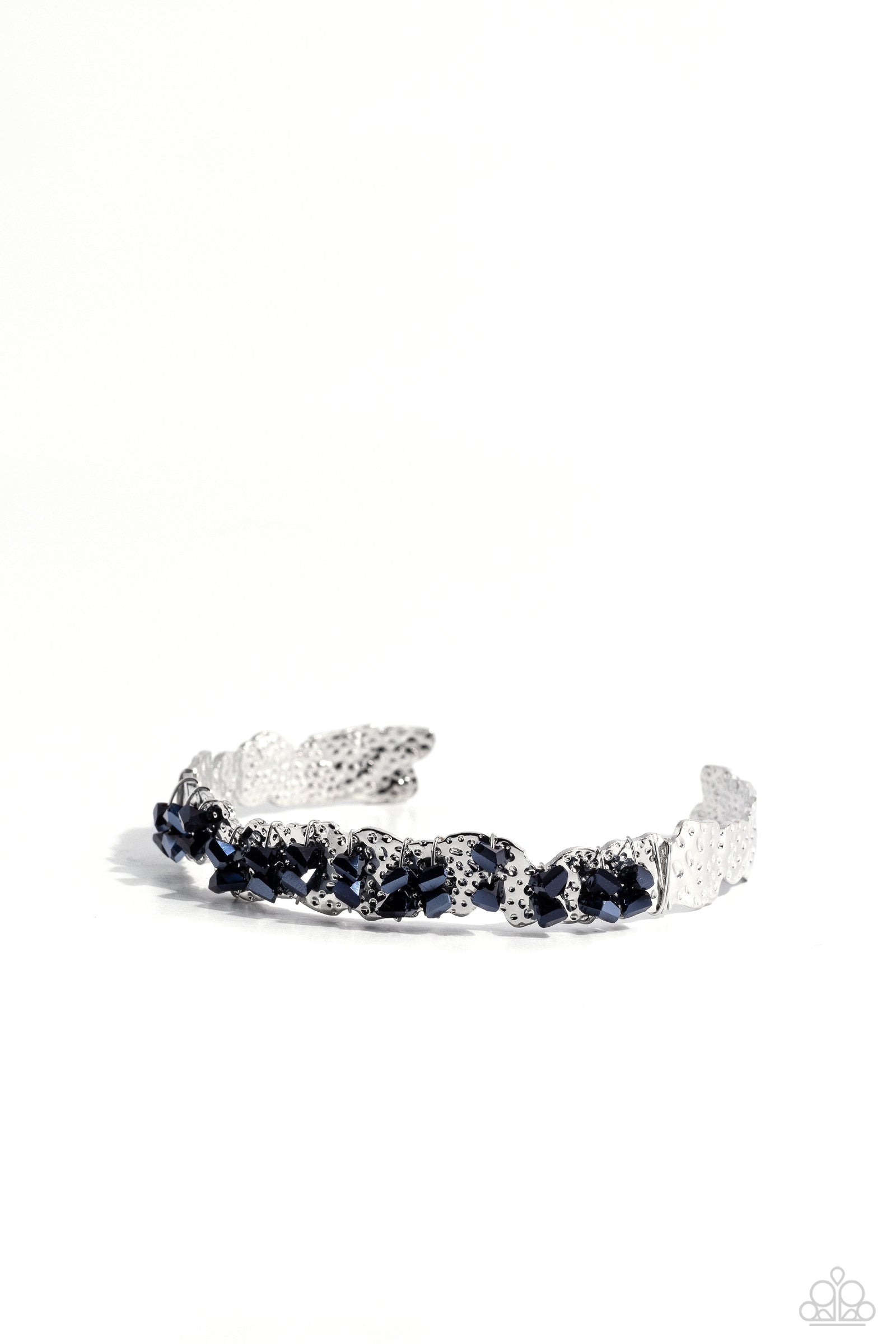Enticingly Icy Blue Rhinestone Cuff Bracelet - Paparazzi Accessories- lightbox - CarasShop.com - Paparazzi Jewelry by Cara Jewels