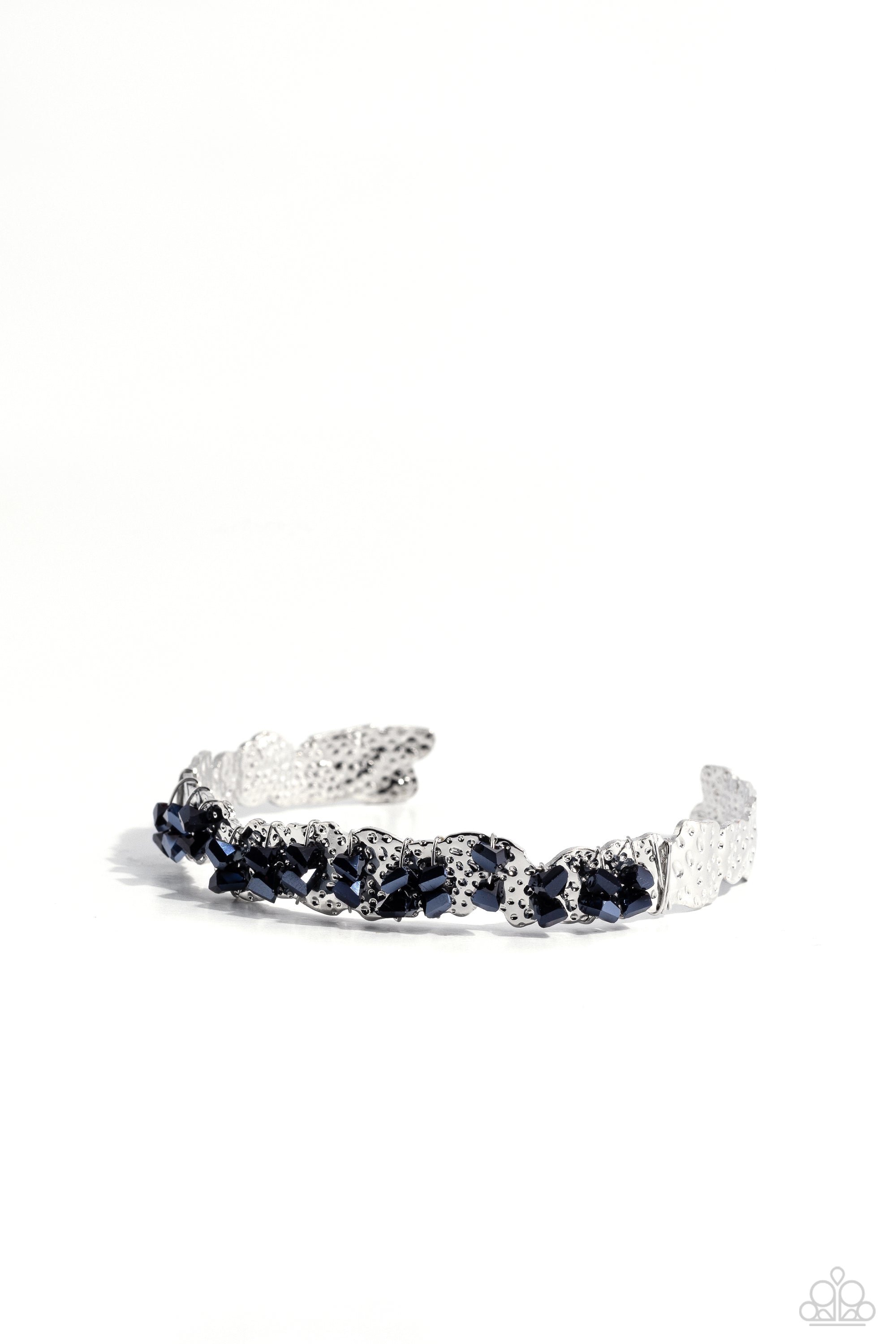 Enticingly Icy Blue Rhinestone Cuff Bracelet - Paparazzi Accessories- lightbox - CarasShop.com - Paparazzi Jewelry by Cara Jewels