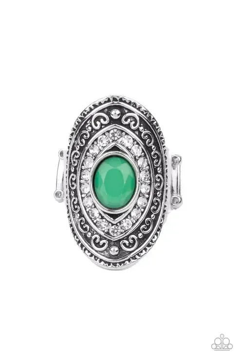 Entrancing Enchantment Green Ring - Paparazzi Accessories- lightbox - CarasShop.com - Paparazzi Jewelry by Cara Jewels