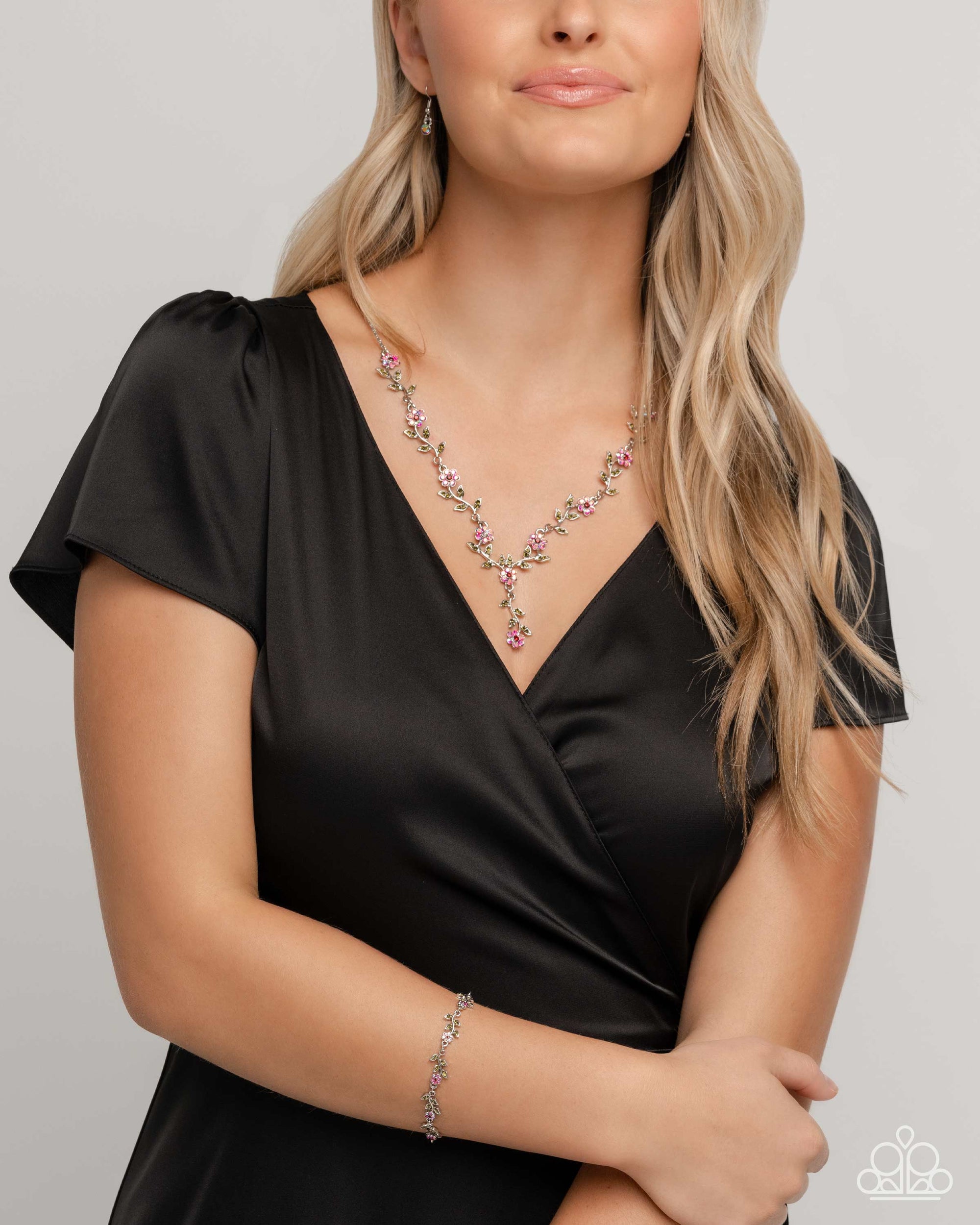 Estate Grounds & Personal Estate Red Floral Necklace & Bracelet Set - Paparazzi Accessories- lightbox - CarasShop.com - Paparazzi Jewelry by Cara Jewels