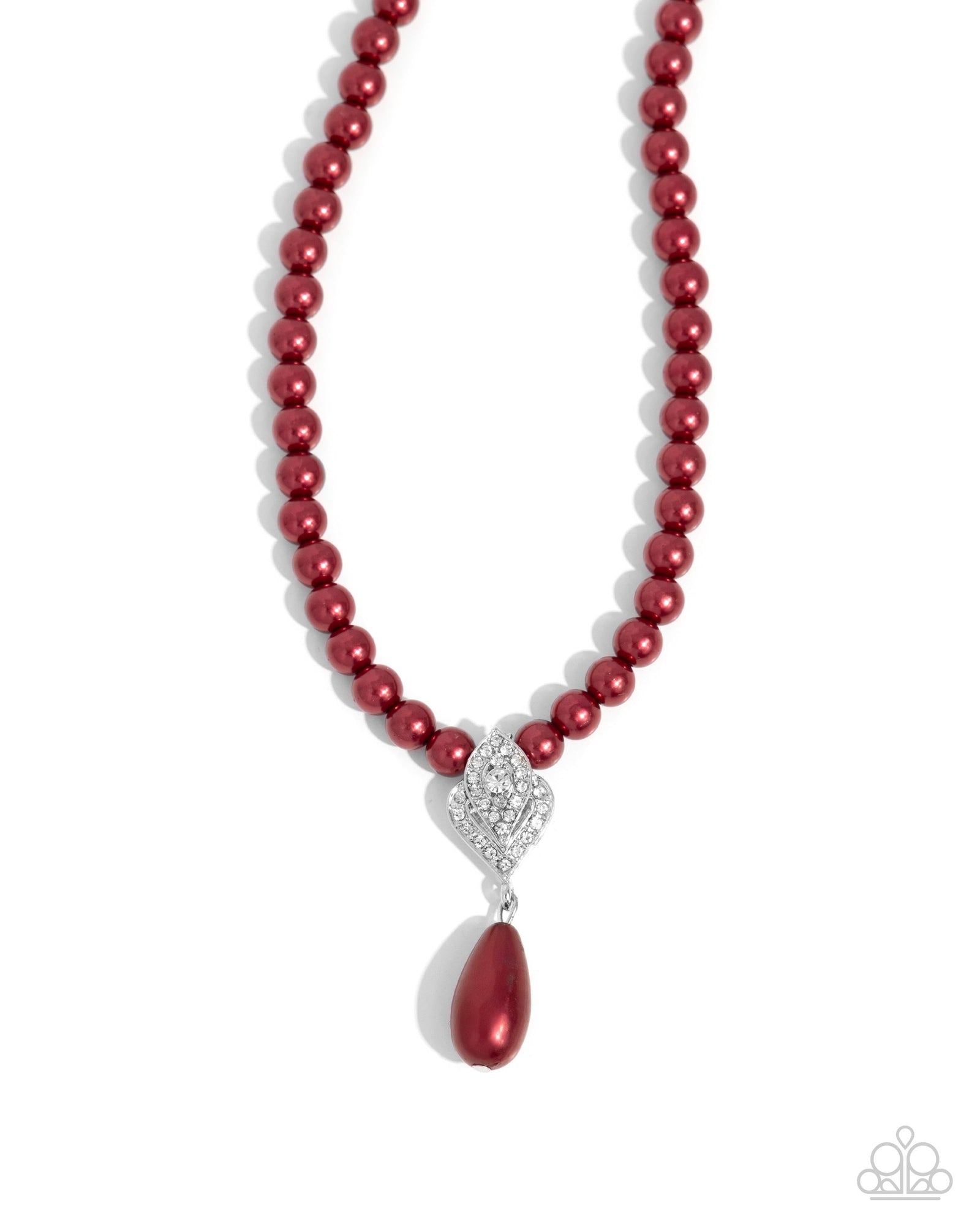 Eternal Elegance Red Pearl Necklace - Paparazzi Accessories- lightbox - CarasShop.com - Paparazzi Jewelry by Cara Jewels