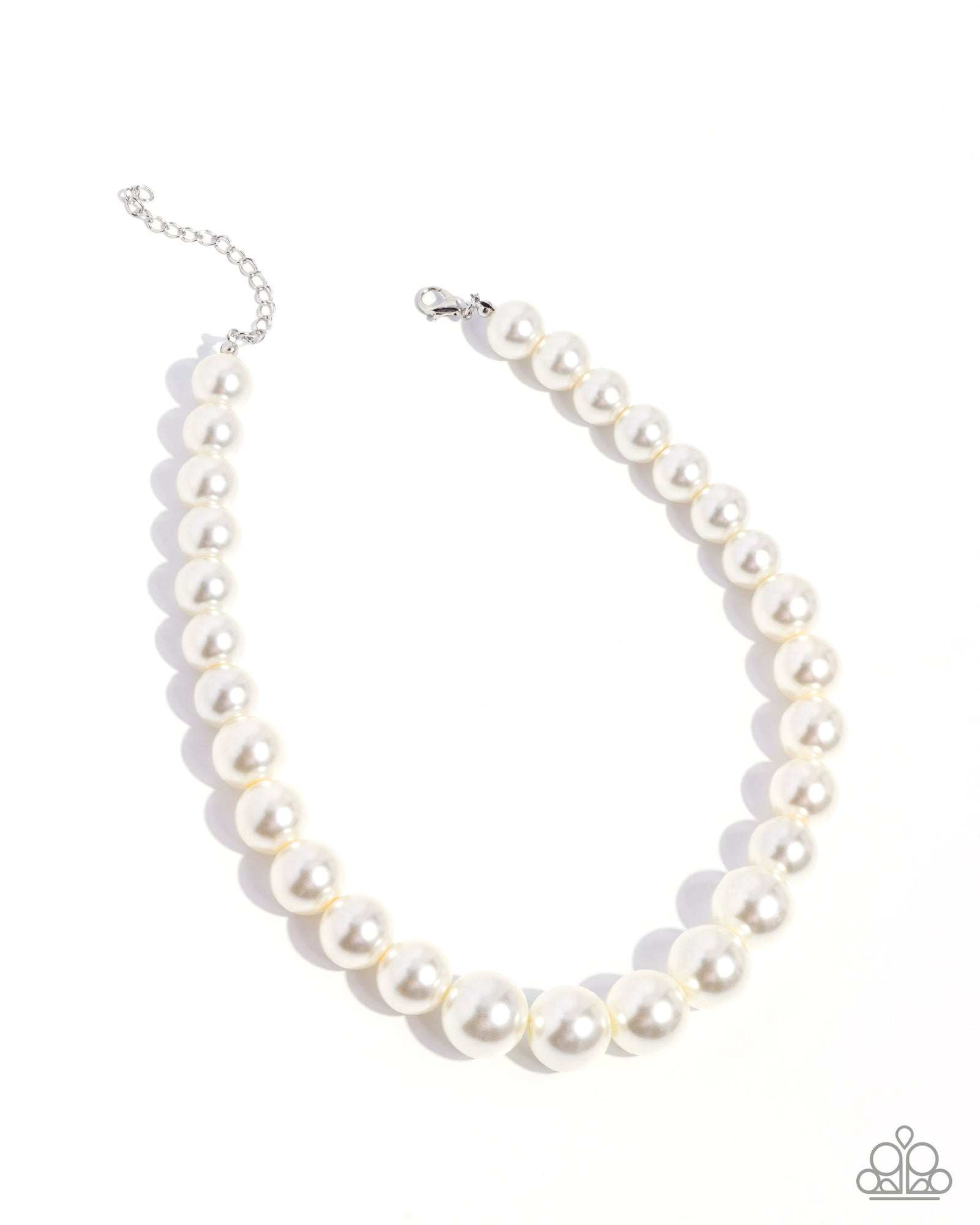 Eternal Empire White Pearl Necklace - Paparazzi Accessories- lightbox - CarasShop.com - Paparazzi Jewelry by Cara Jewels