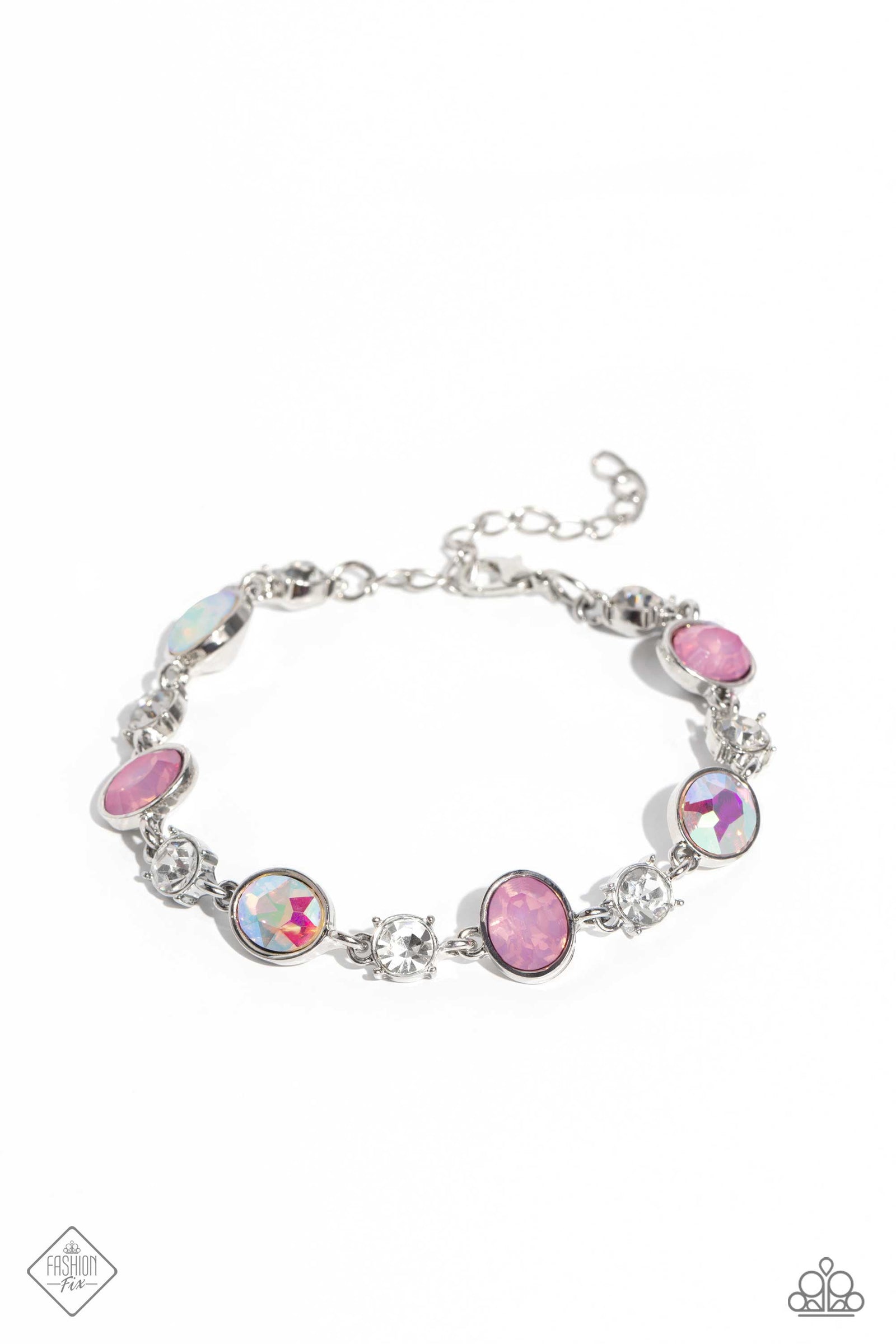 Ethereal Empathy Multi & Pink Rhinestone Bracelet - Paparazzi Accessories- lightbox - CarasShop.com - Paparazzi Jewelry by Cara Jewels